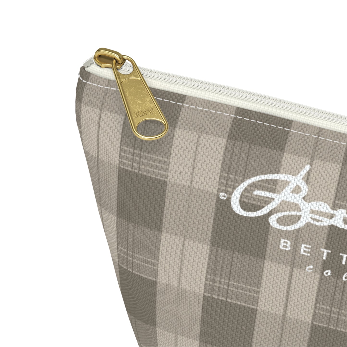Cream Plaid Accessory Pouch w T-bottom