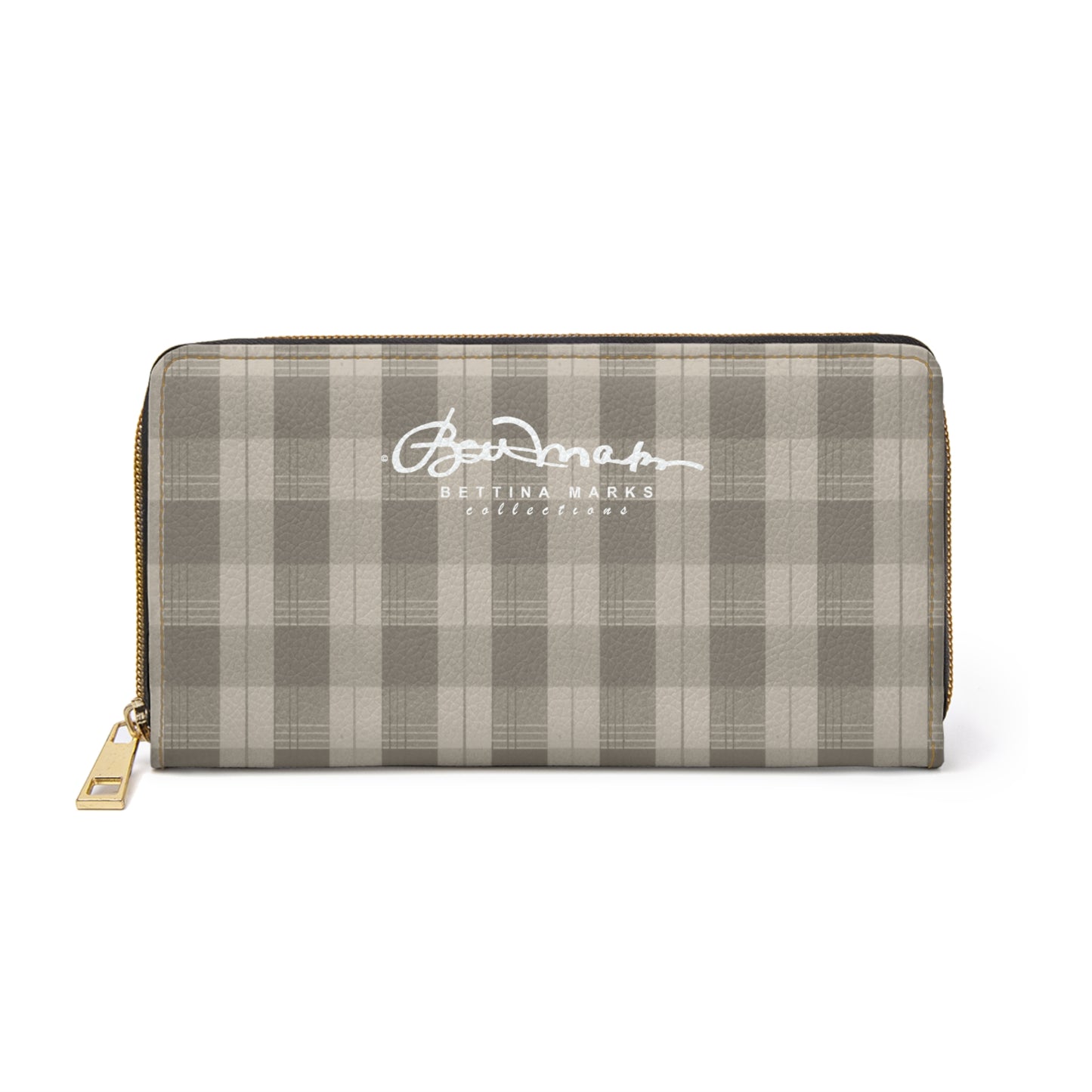 Cream Plaid Zipper Wallet for Women - Chic and Functional Clutch