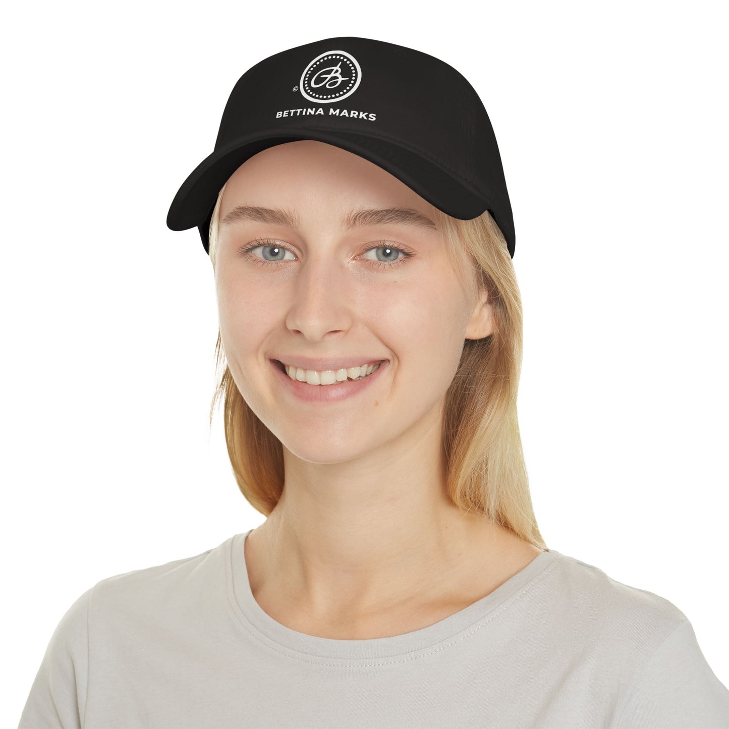 Black Low Profile Printed Logo Baseball Cap