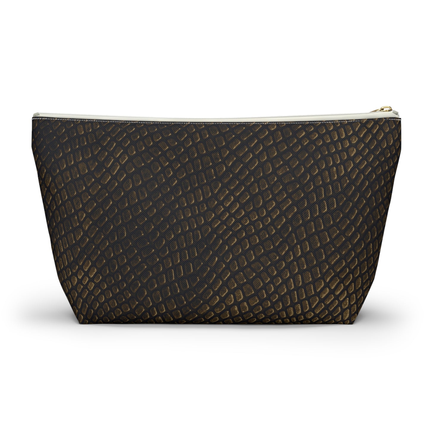 Bronze Crocodile Accessory Pouch w T-bottom