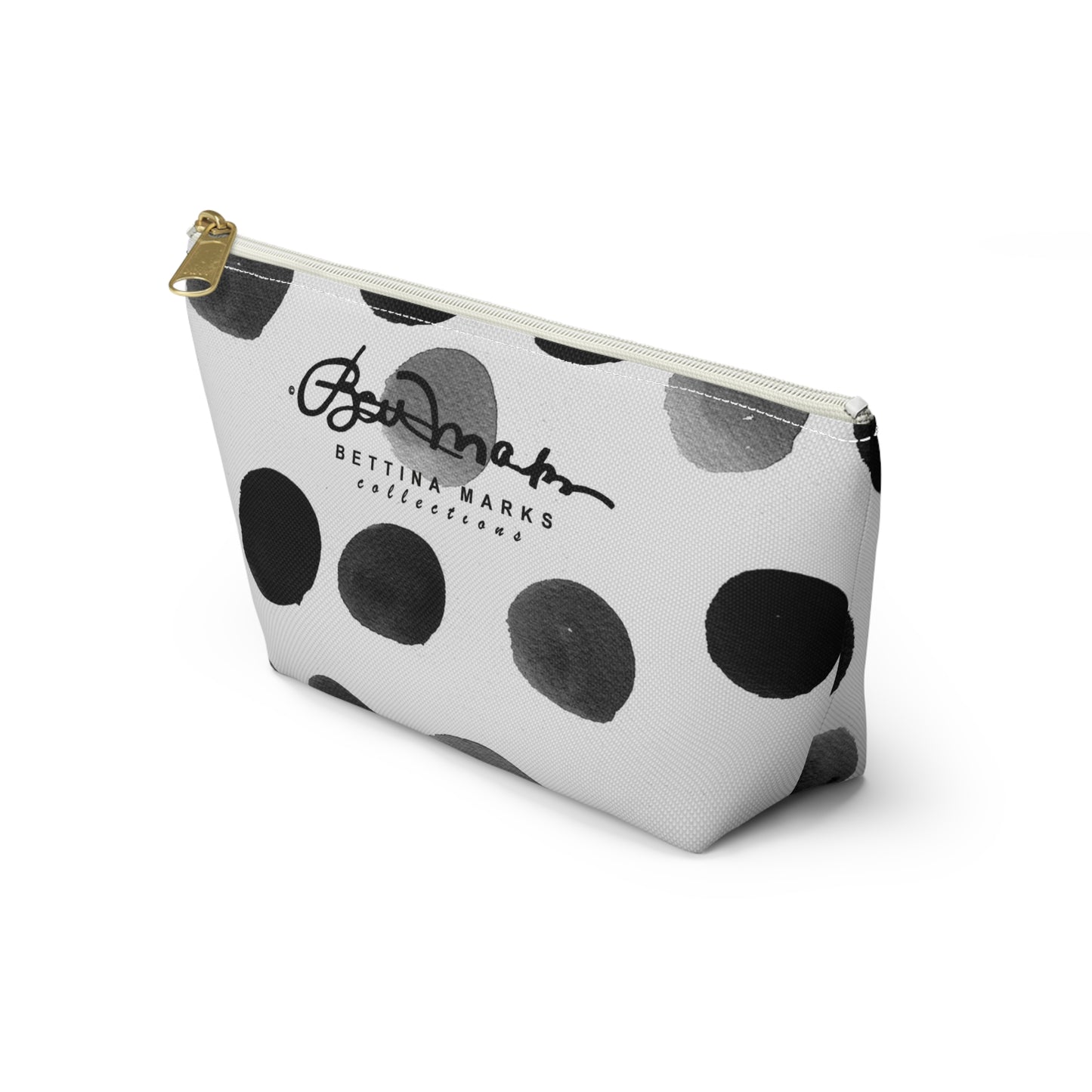 Charcoal Polka Dot Accessory Pouch w T-bottom