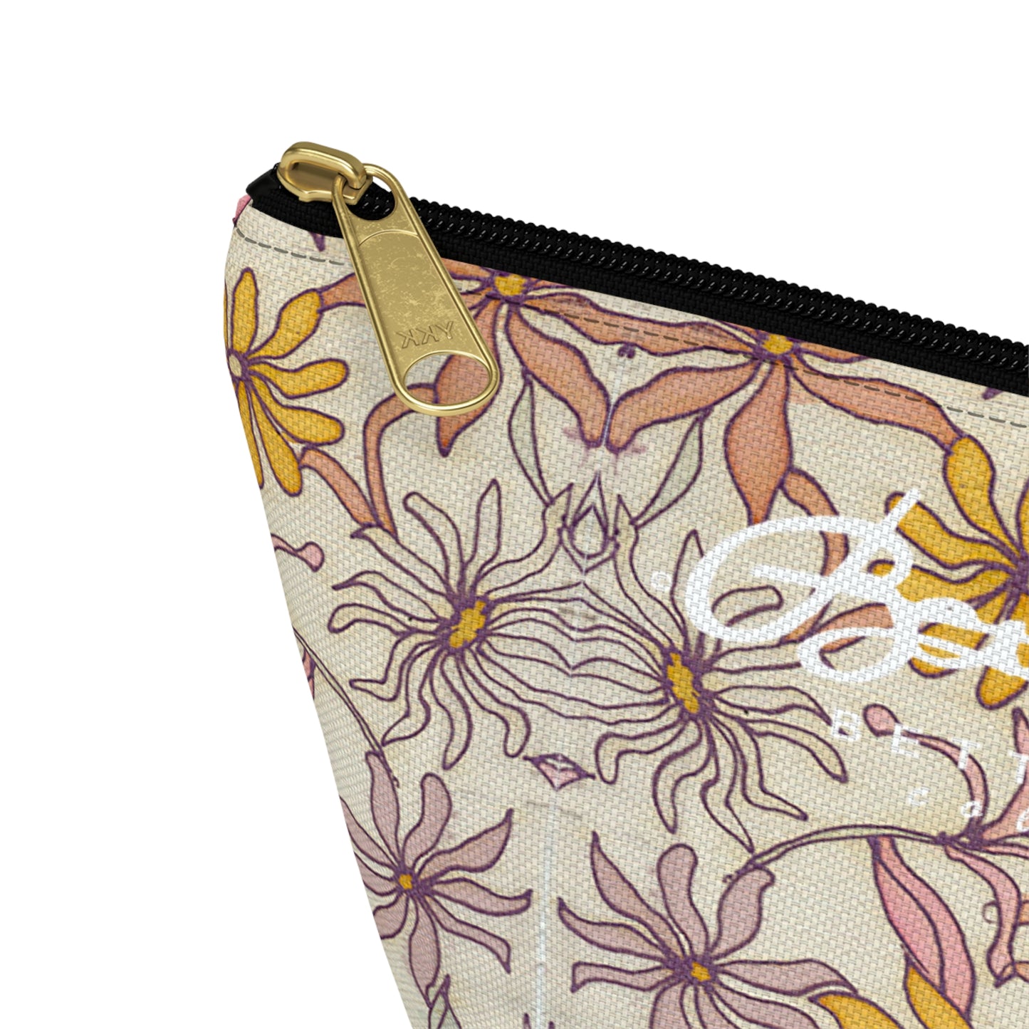 Vintage Pastel Floral Accessory Pouch w T-bottom