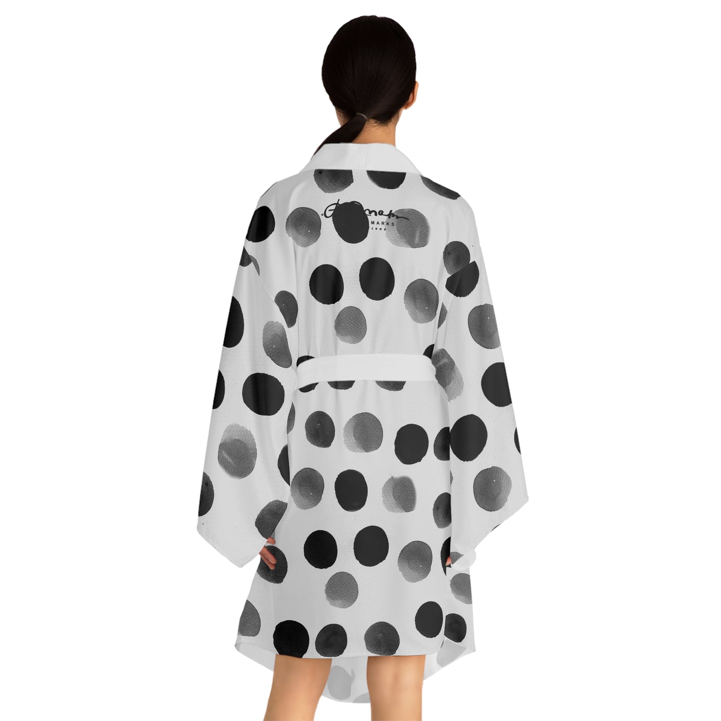 Charcoal Polka Dot Kimono Robe
