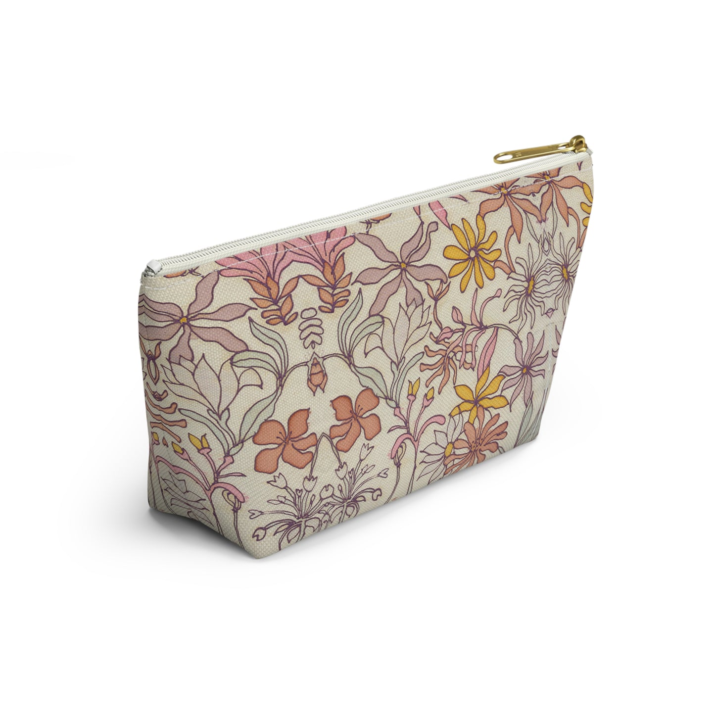 Vintage Pastel Floral Accessory Pouch w T-bottom