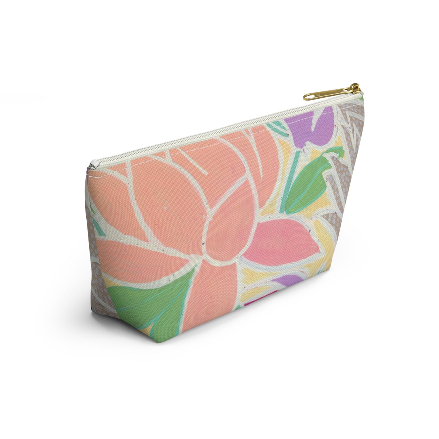 Pastel Tulips & Peonies Accessory Pouch w T-bottom
