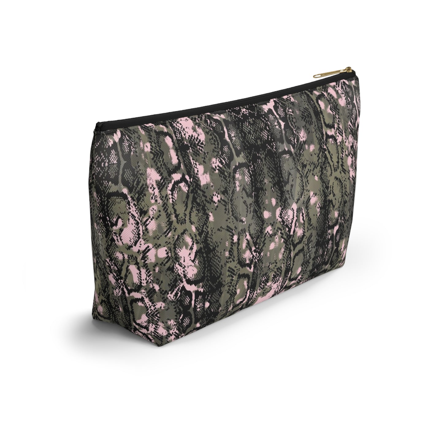 Pink Snake Skin Accessory Pouch w T-bottom
