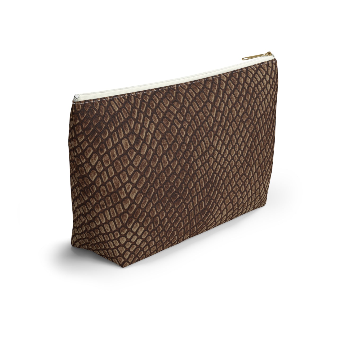 Mocha Crocodile Accessory Pouch w T-bottom