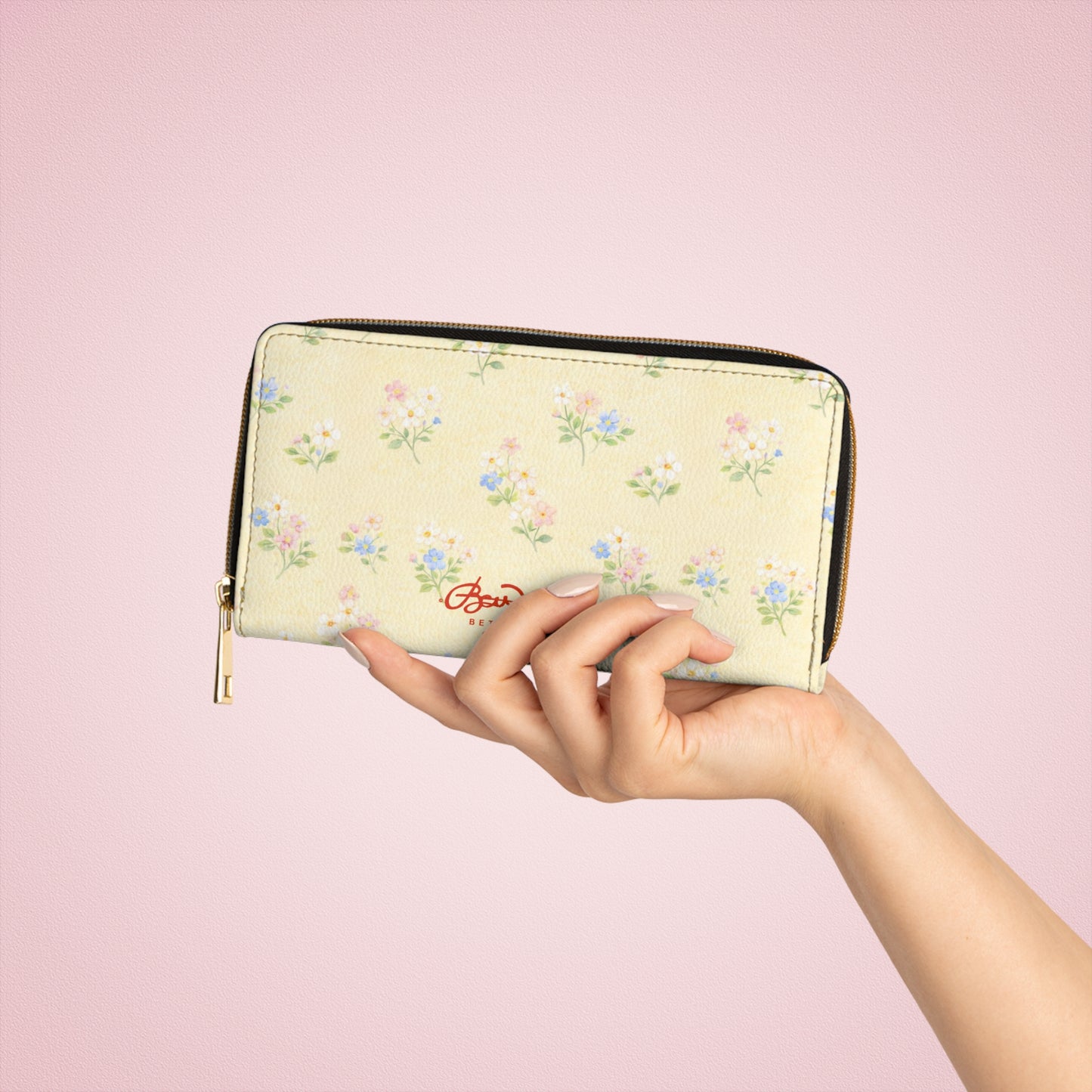 Yellow Pastel Floral Zip Wallet