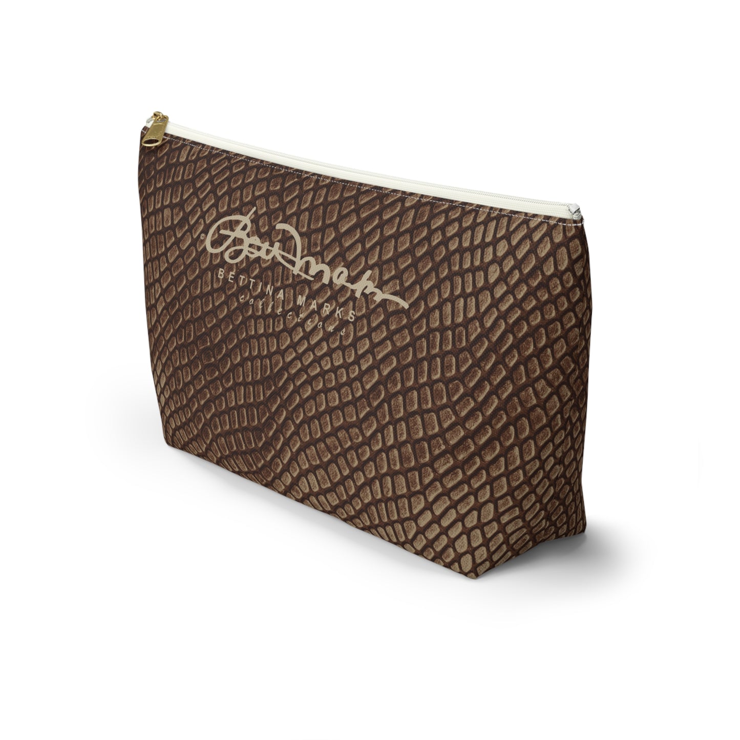 Mocha Crocodile Accessory Pouch w T-bottom