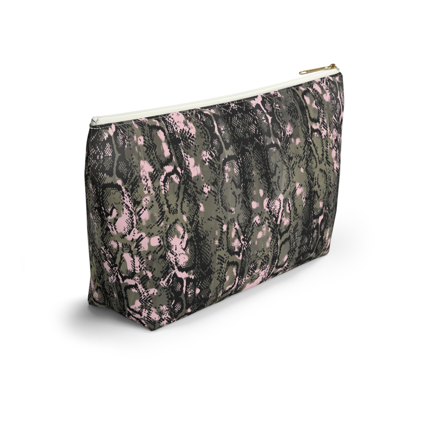 Pink Snake Skin Accessory Pouch w T-bottom