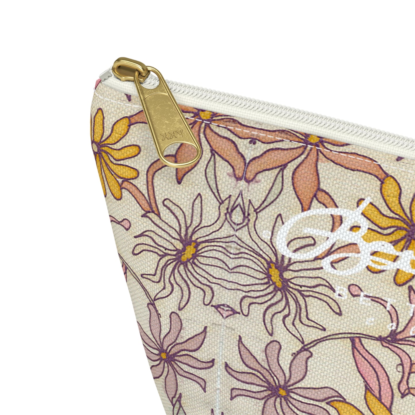 Vintage Pastel Floral Accessory Pouch w T-bottom