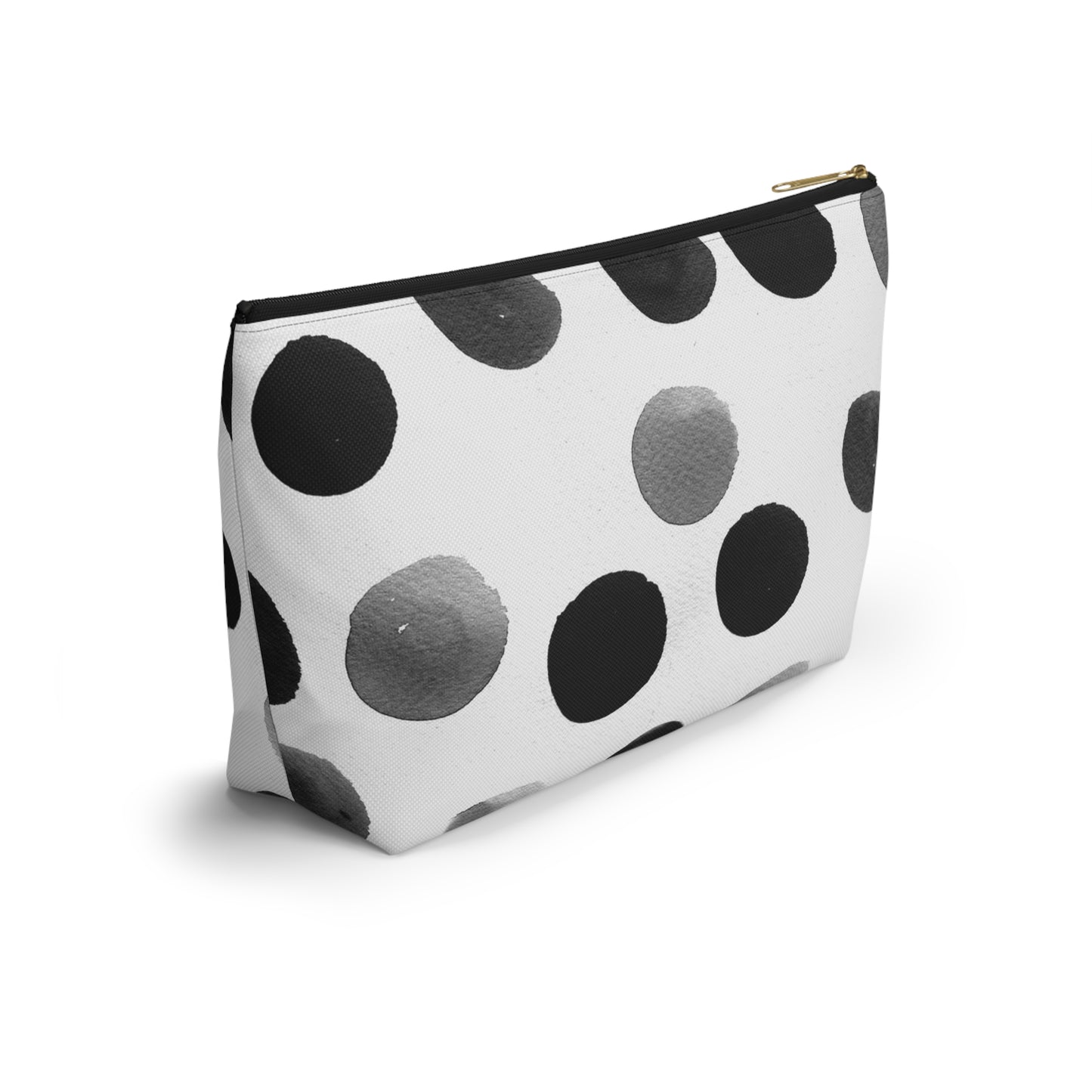 Charcoal Polka Dot Accessory Pouch w T-bottom