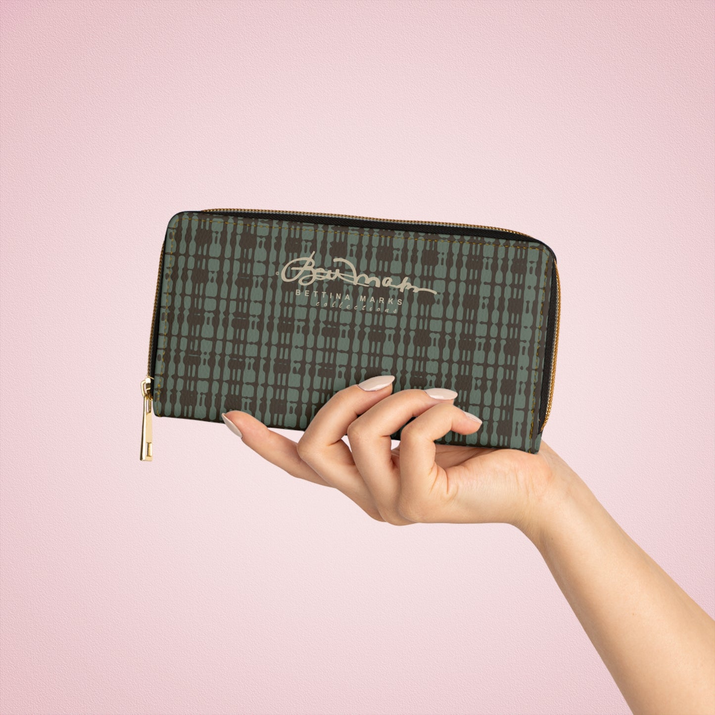Mint Chocolate Plaid Zipper Wallet for Women - Chic and Functional Clutch