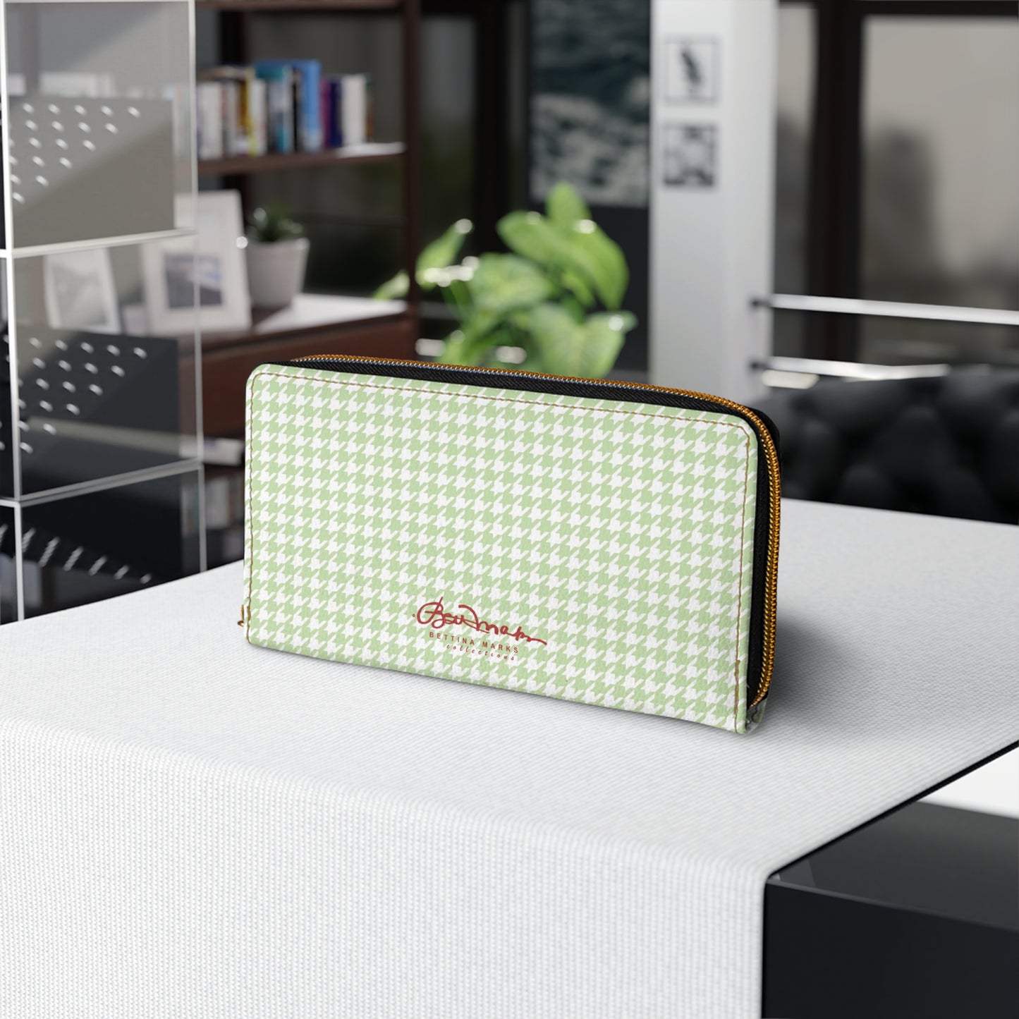 Butterfly Houndstooth Zipper Wallet