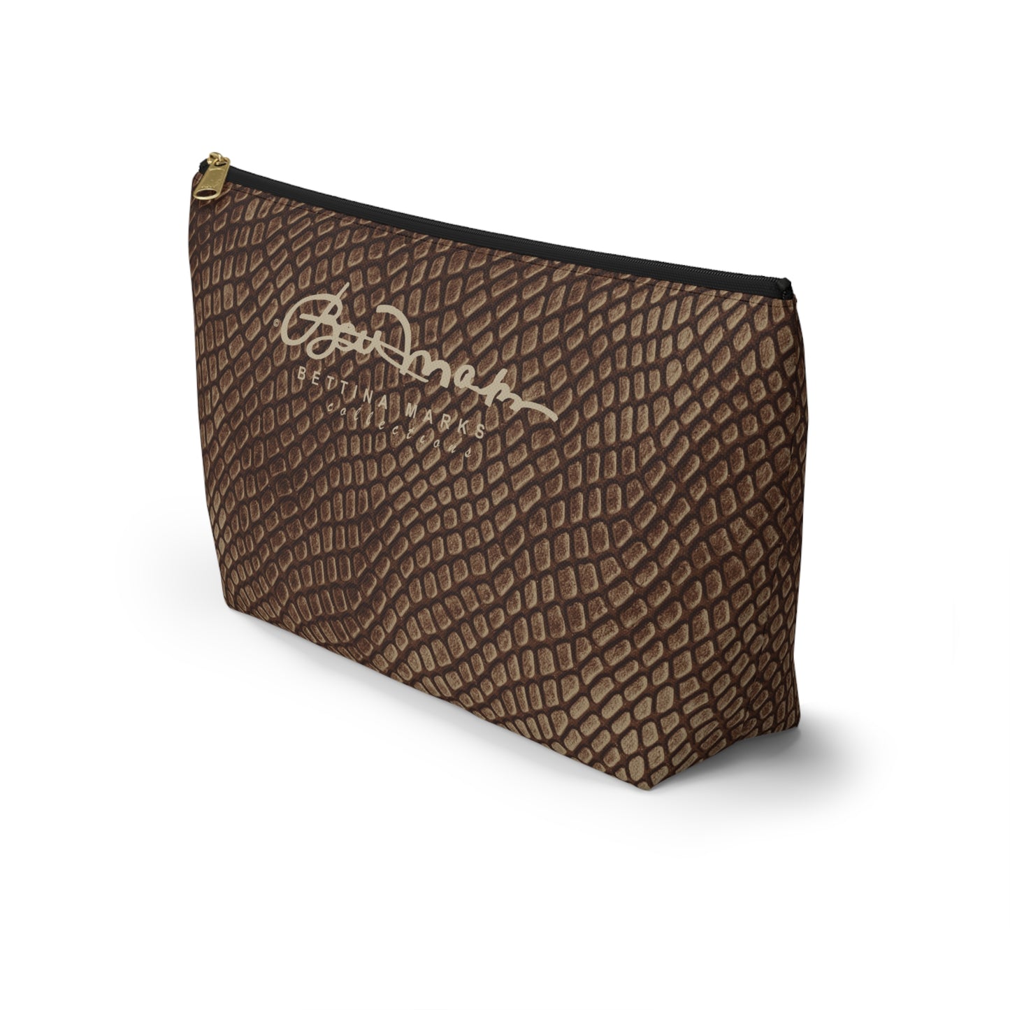 Mocha Crocodile Accessory Pouch w T-bottom