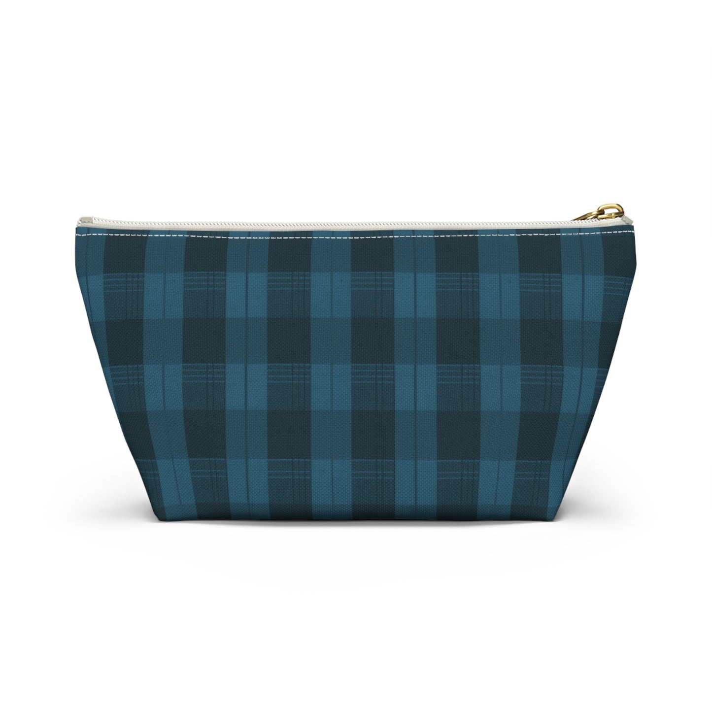 Teal Plaid Accessory Pouch w T-bottom