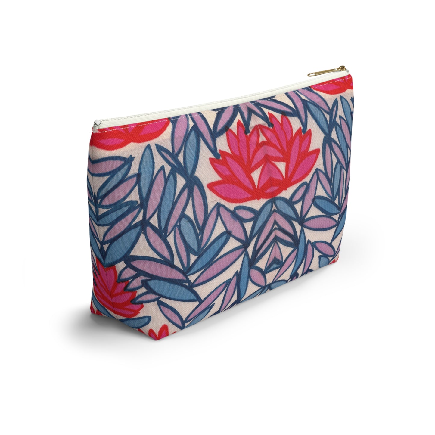 Pink Lotus Flowers Accessory Pouch w T-bottom