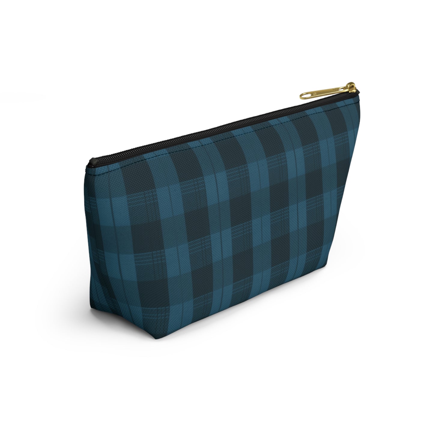 Teal Plaid Accessory Pouch w T-bottom
