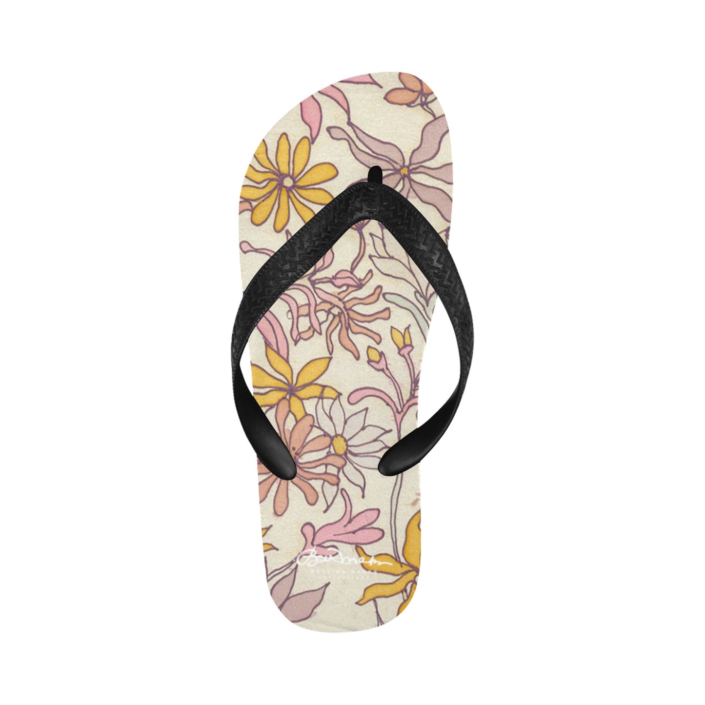 Vintage Pastel Floral Flip Flops for Men/Women (Model 040)
