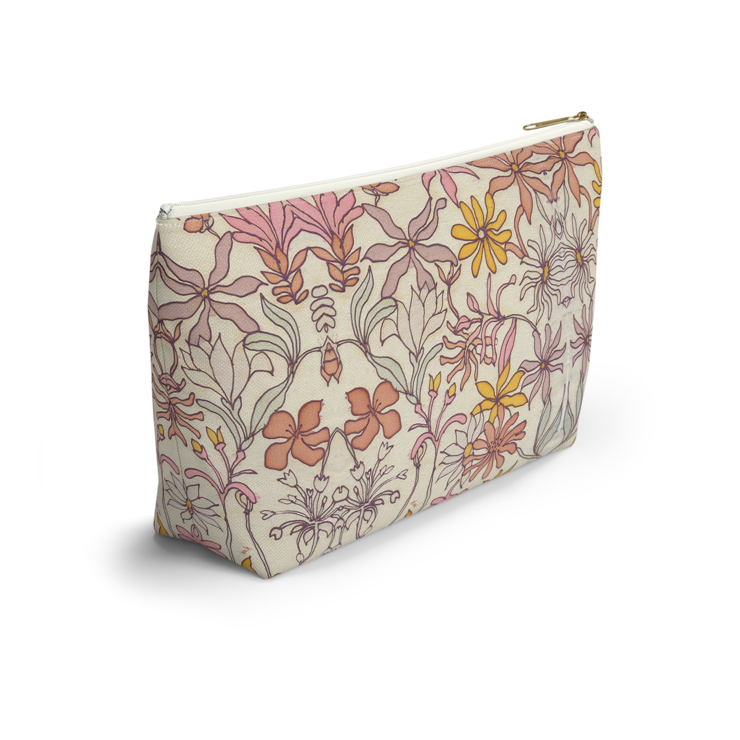Vintage Pastel Floral Accessory Pouch w T-bottom