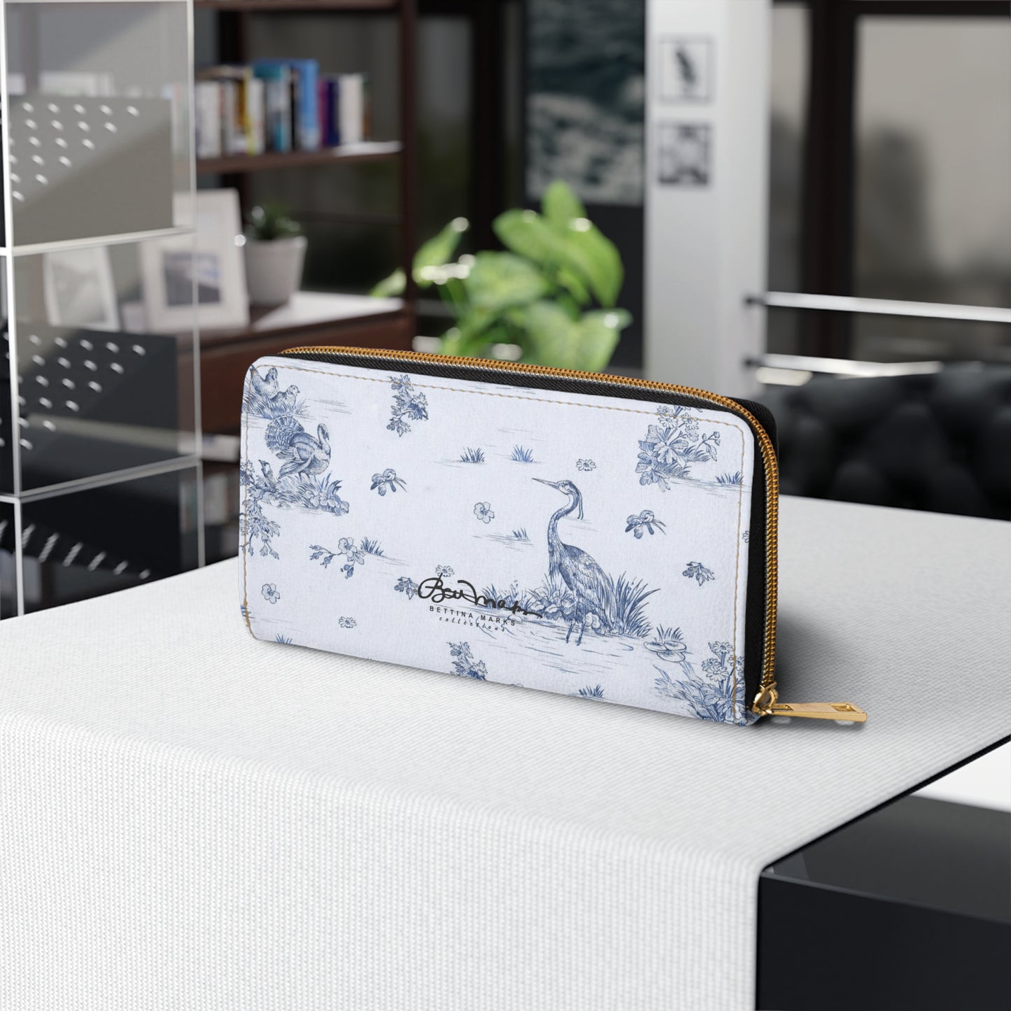 Toiles de Jouy Harmony Blue Zipper Wallet