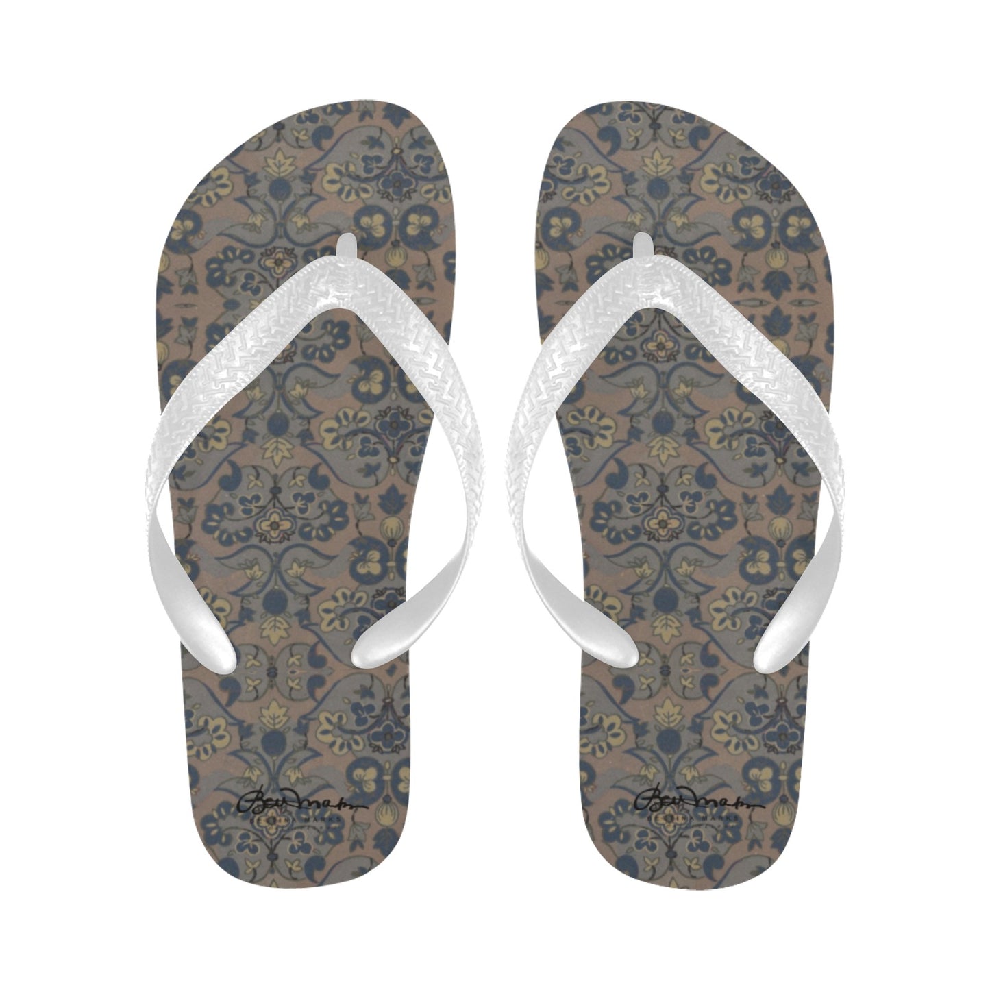 Not Quite Paisley On Light Brown Flip Flops for Men/Women