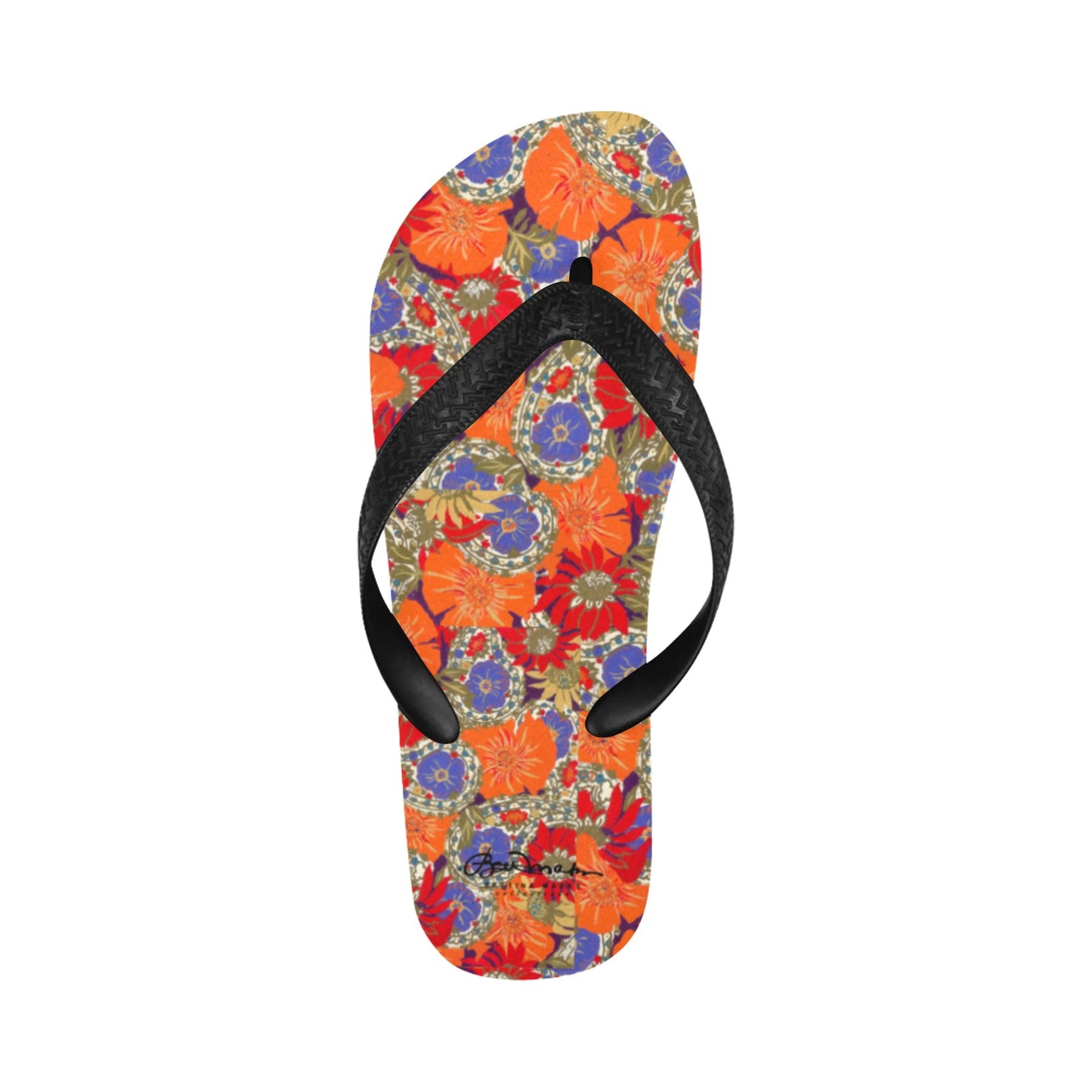 Orange Paisley Flip Flops for Men/Women