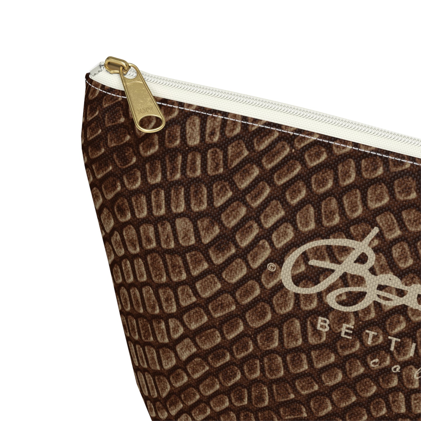 Mocha Crocodile Accessory Pouch w T-bottom
