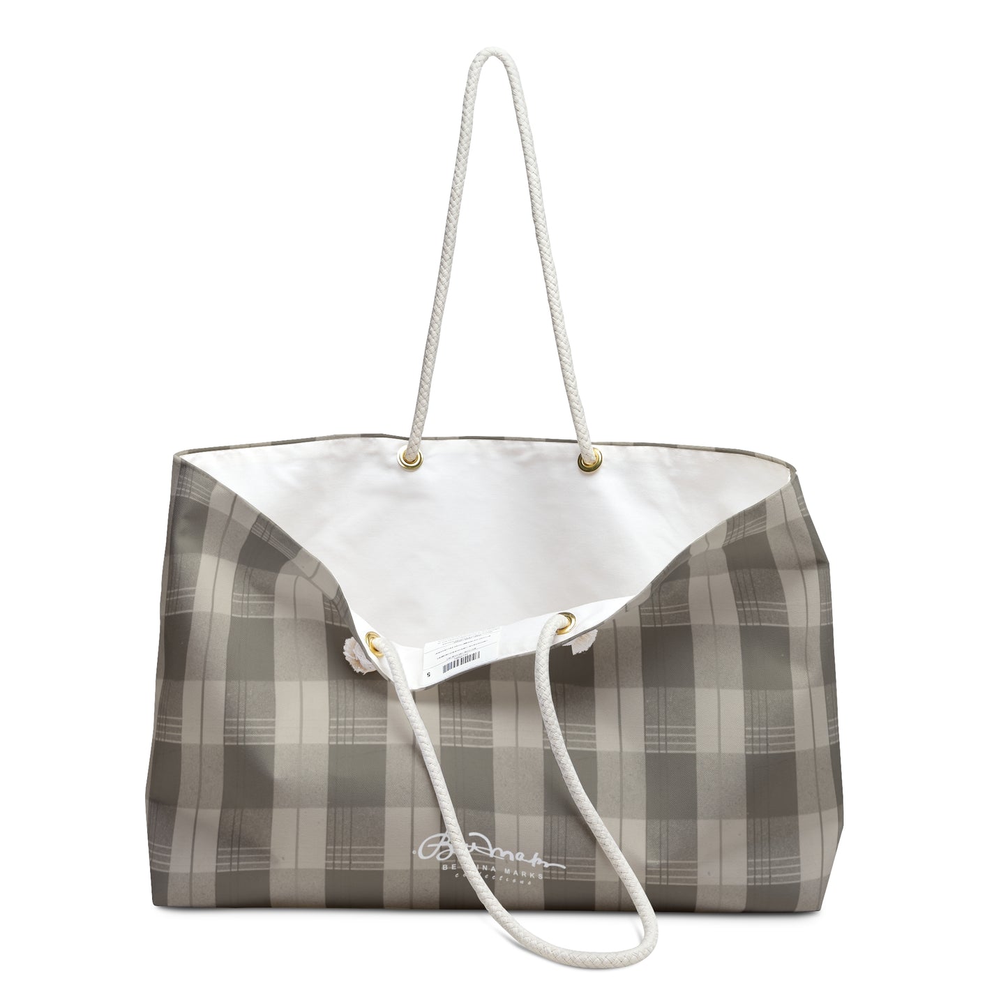 Cream Plaid Weekender Bag