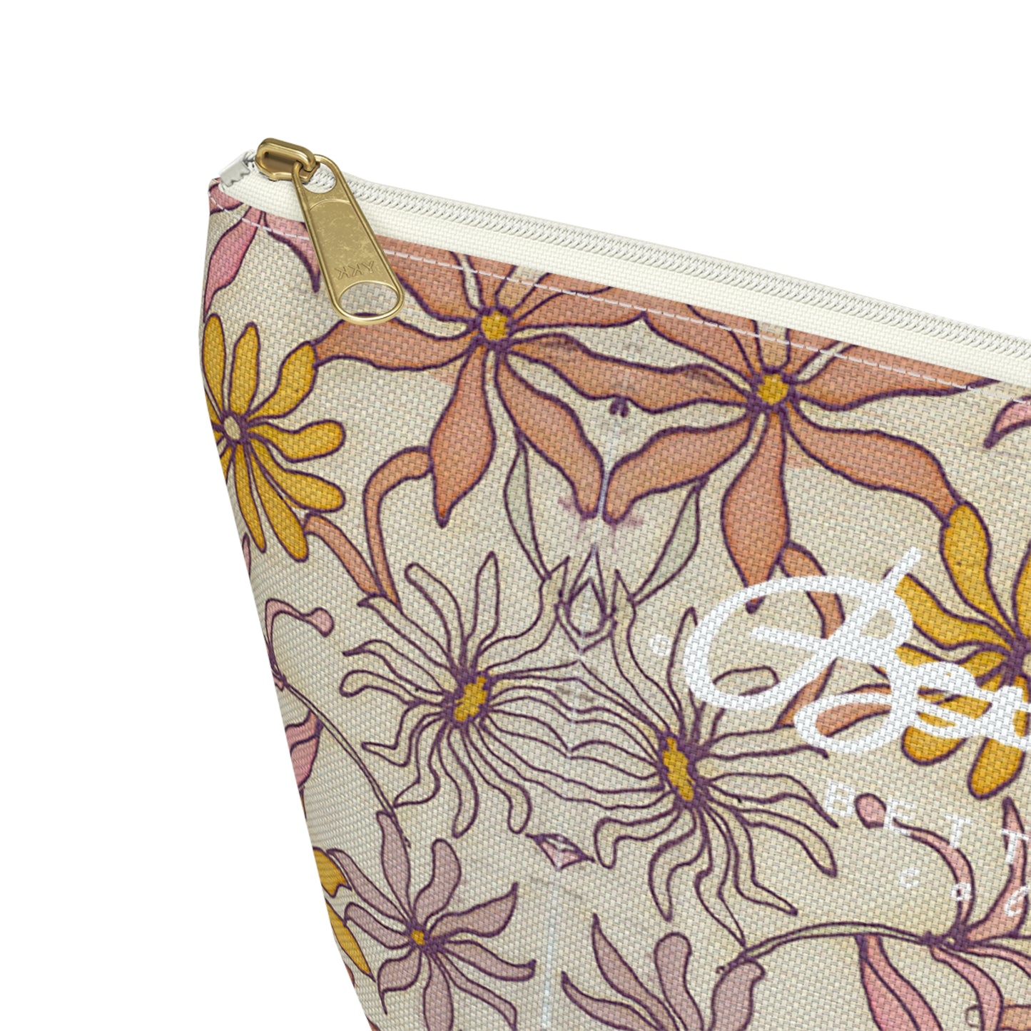Vintage Pastel Floral Accessory Pouch w T-bottom