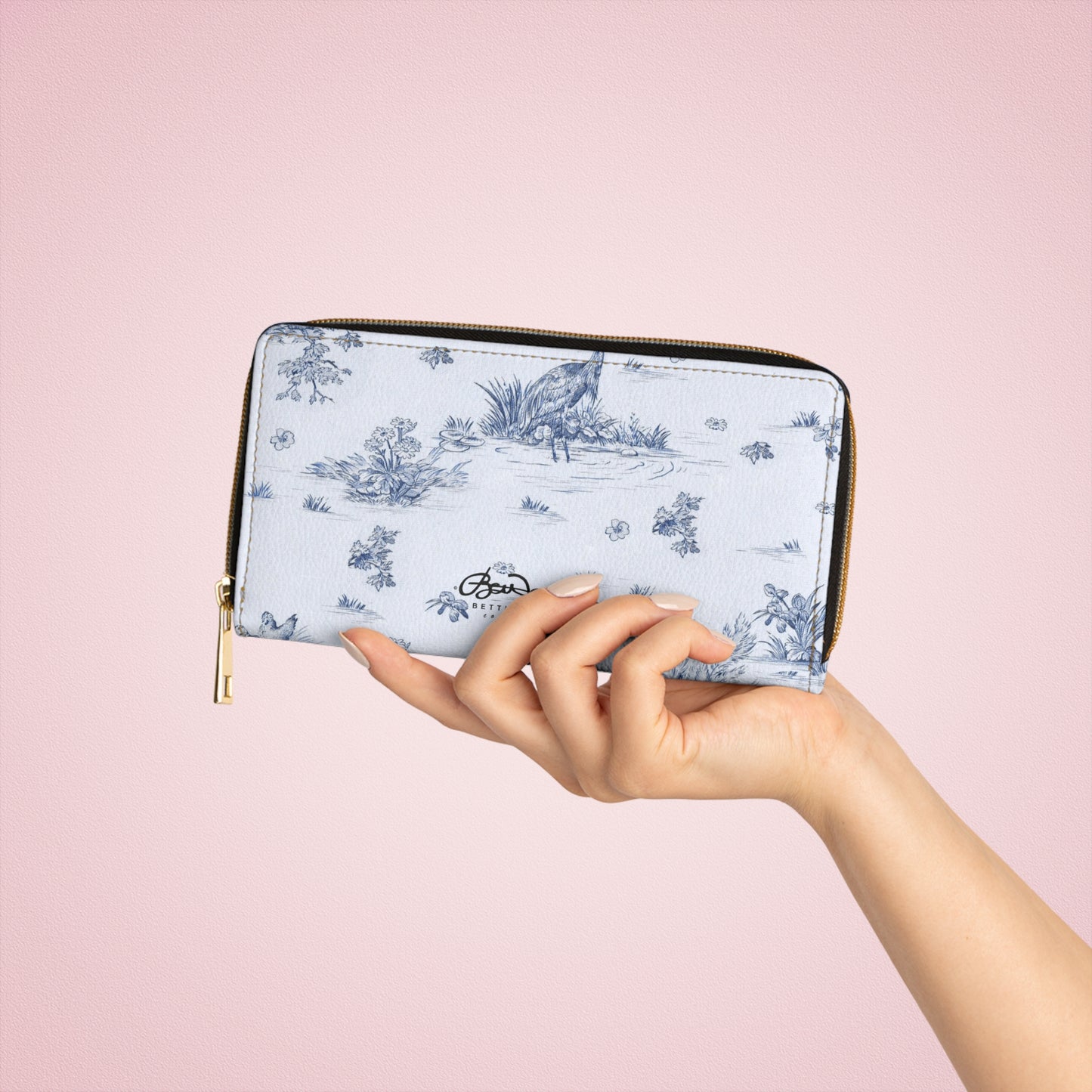 Toiles de Jouy Harmony Blue Zipper Wallet