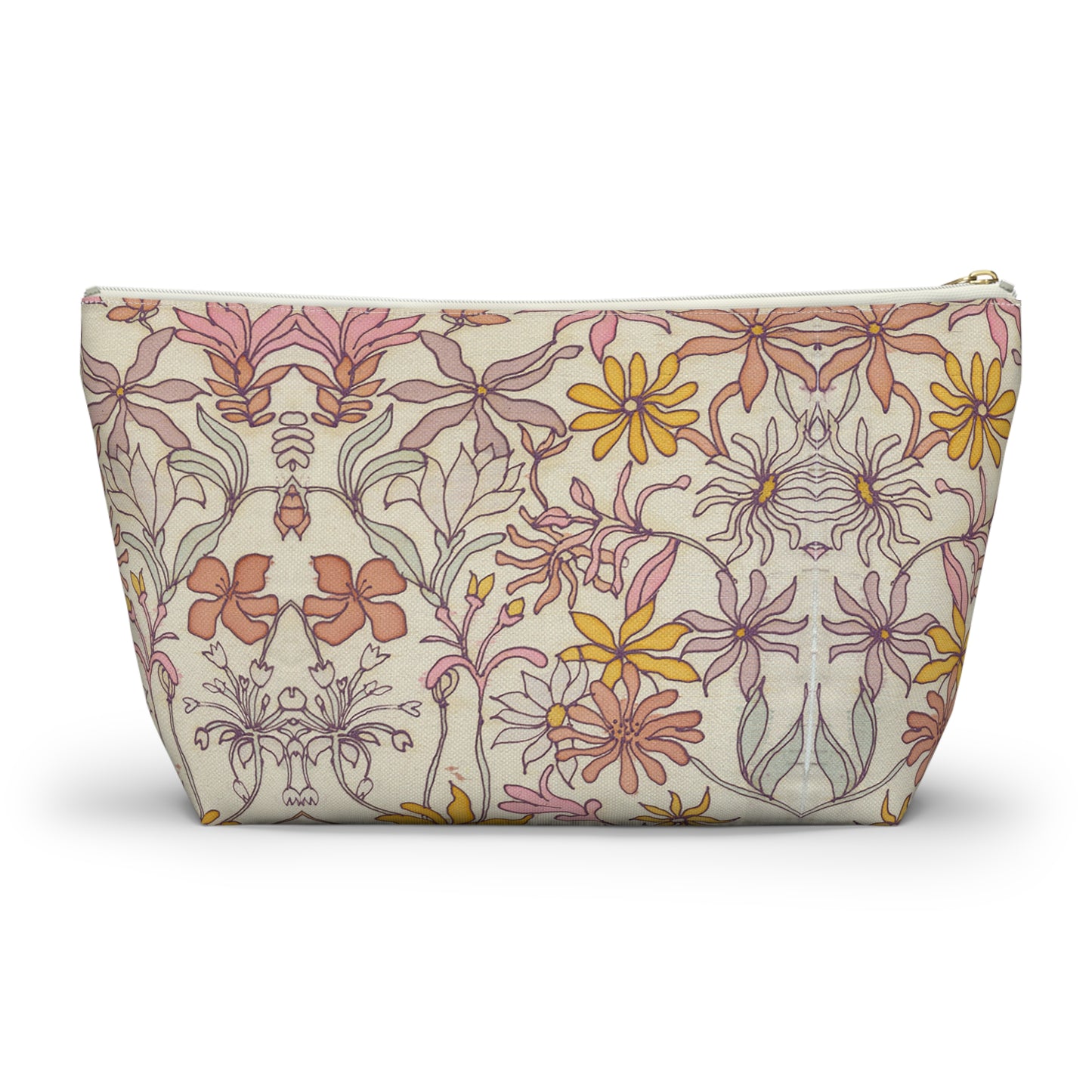 Vintage Pastel Floral Accessory Pouch w T-bottom