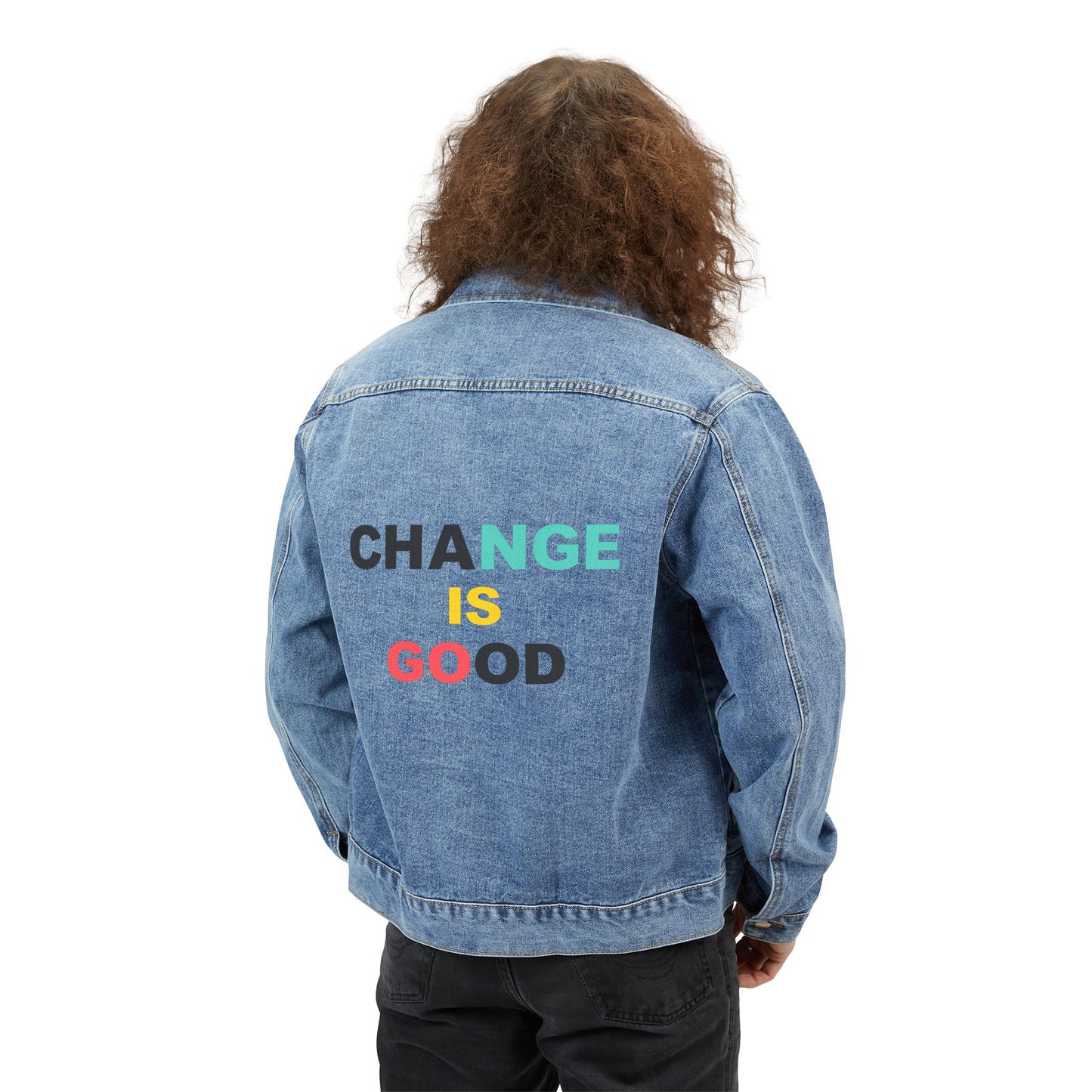 Denim Jacket — "Change Is Good" Embroidered Statement Jacket