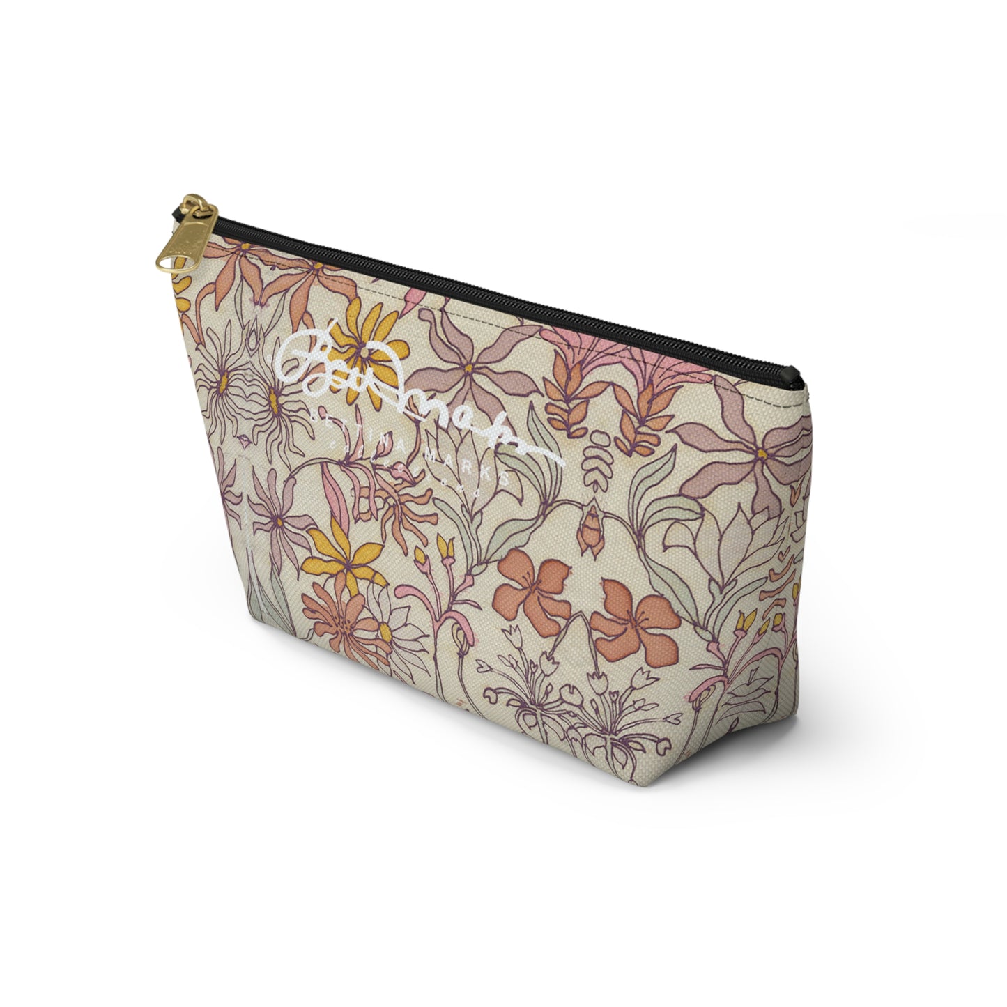 Vintage Pastel Floral Accessory Pouch w T-bottom