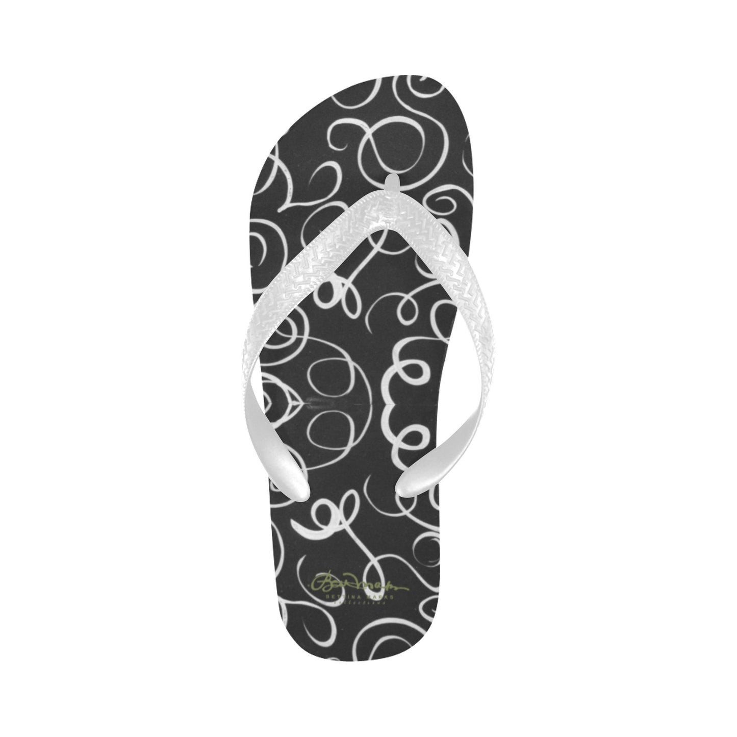 B&W Squiggles Flip Flops for Men/Women