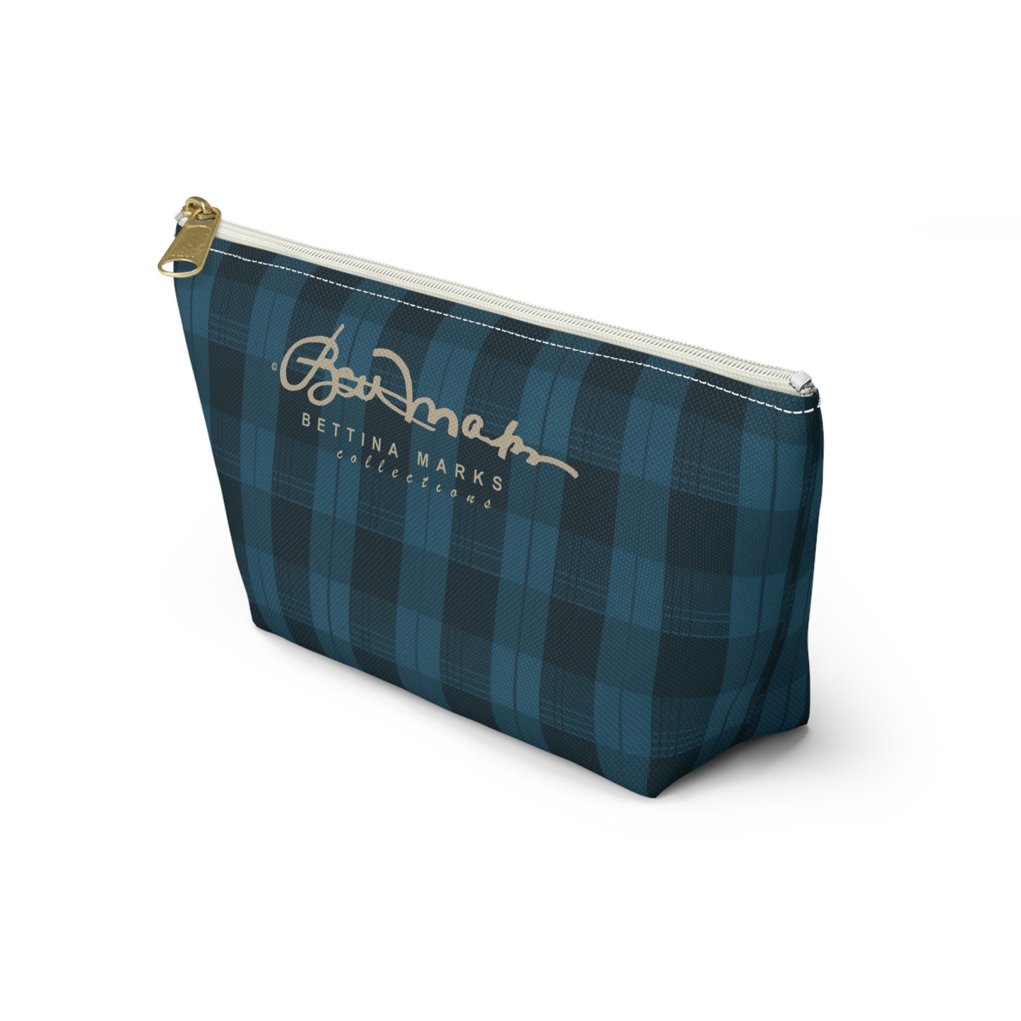 Teal Plaid Accessory Pouch w T-bottom