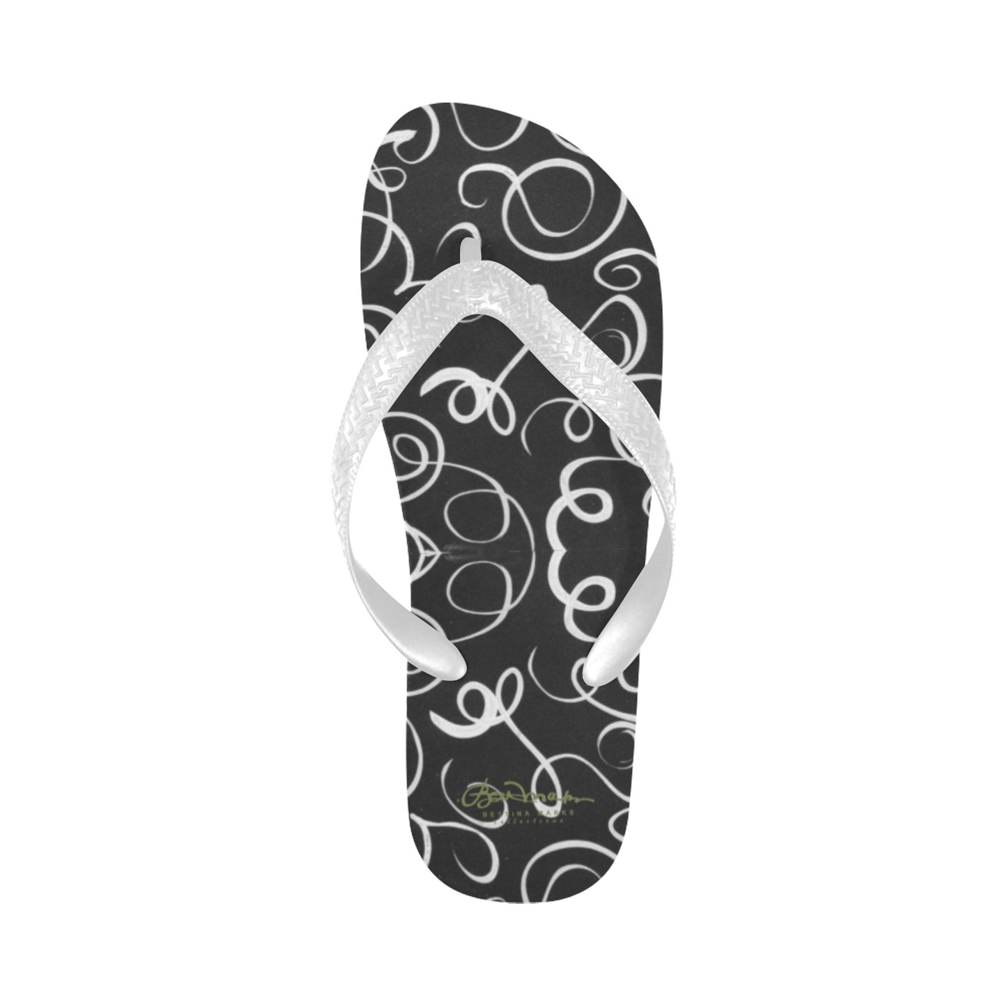 B&W Squiggles Flip Flops for Men/Women