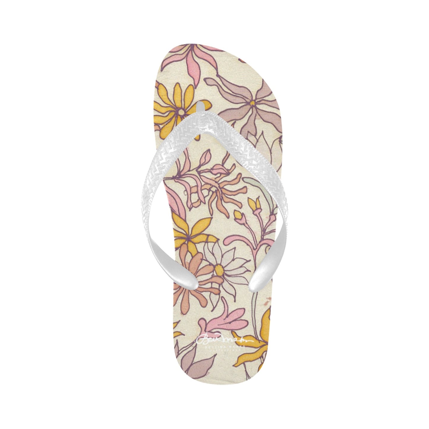 Vintage Pastel Floral Flip Flops for Men/Women (Model 040)
