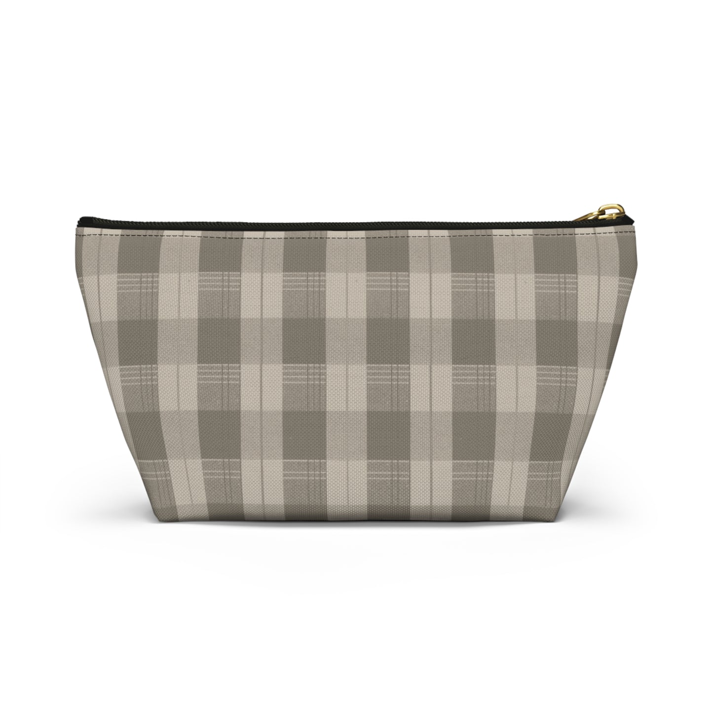 Cream Plaid Accessory Pouch w T-bottom