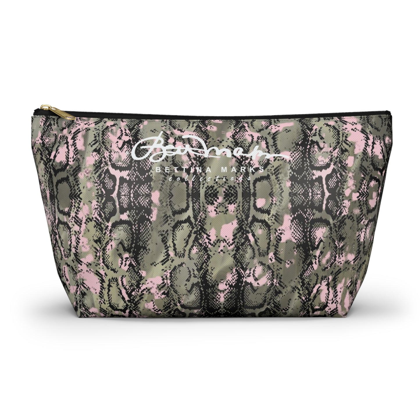 Pink Snake Skin Accessory Pouch w T-bottom