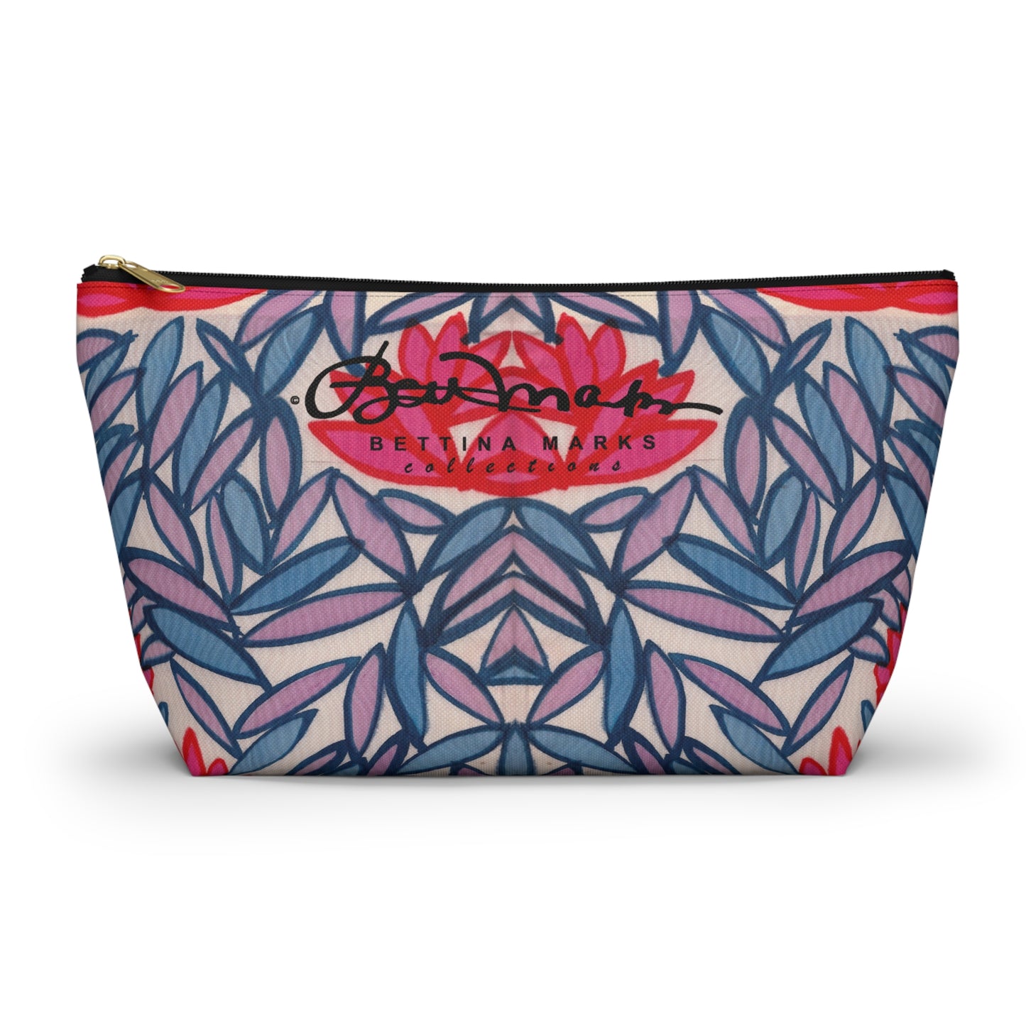 Pink Lotus Flowers Accessory Pouch w T-bottom