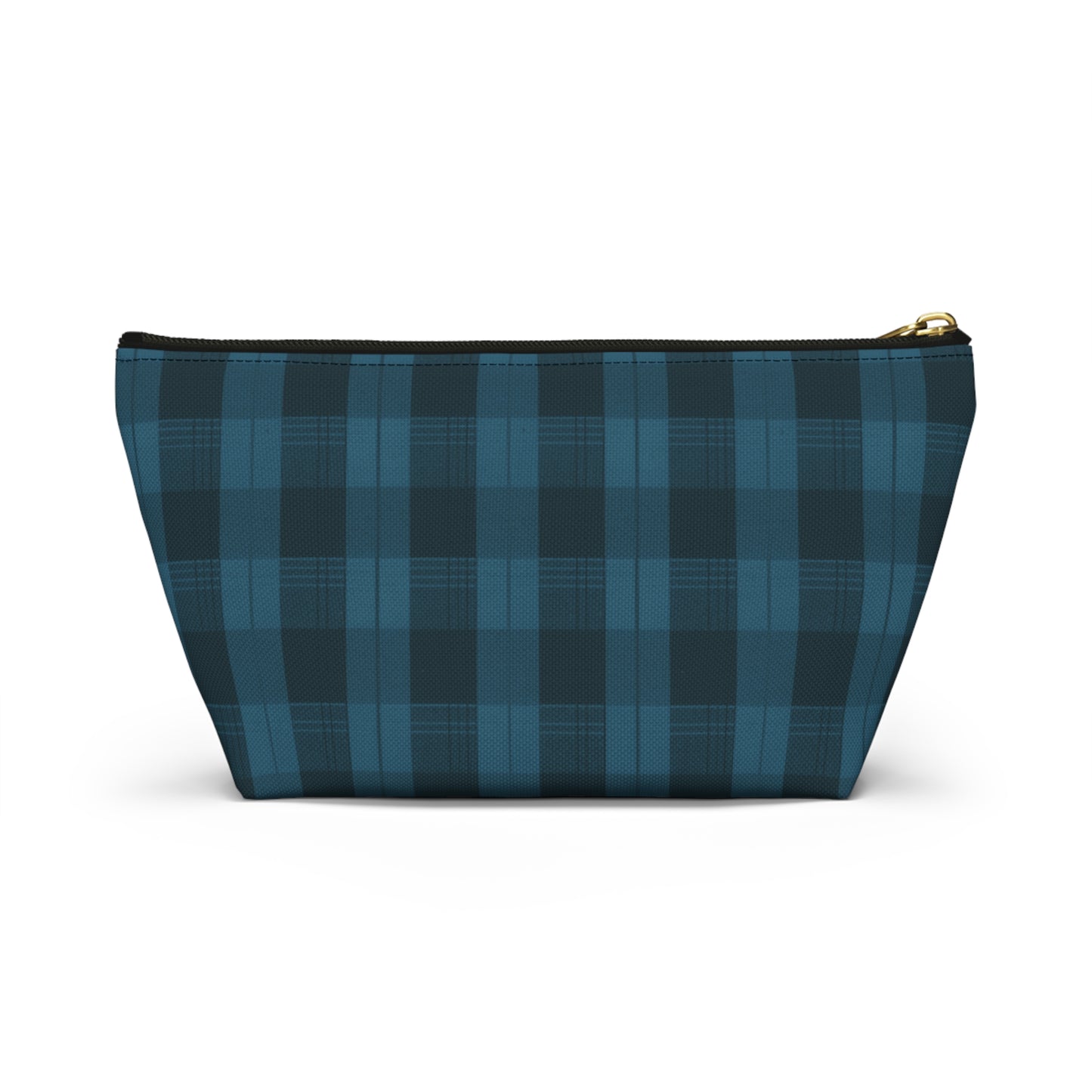 Teal Plaid Accessory Pouch w T-bottom
