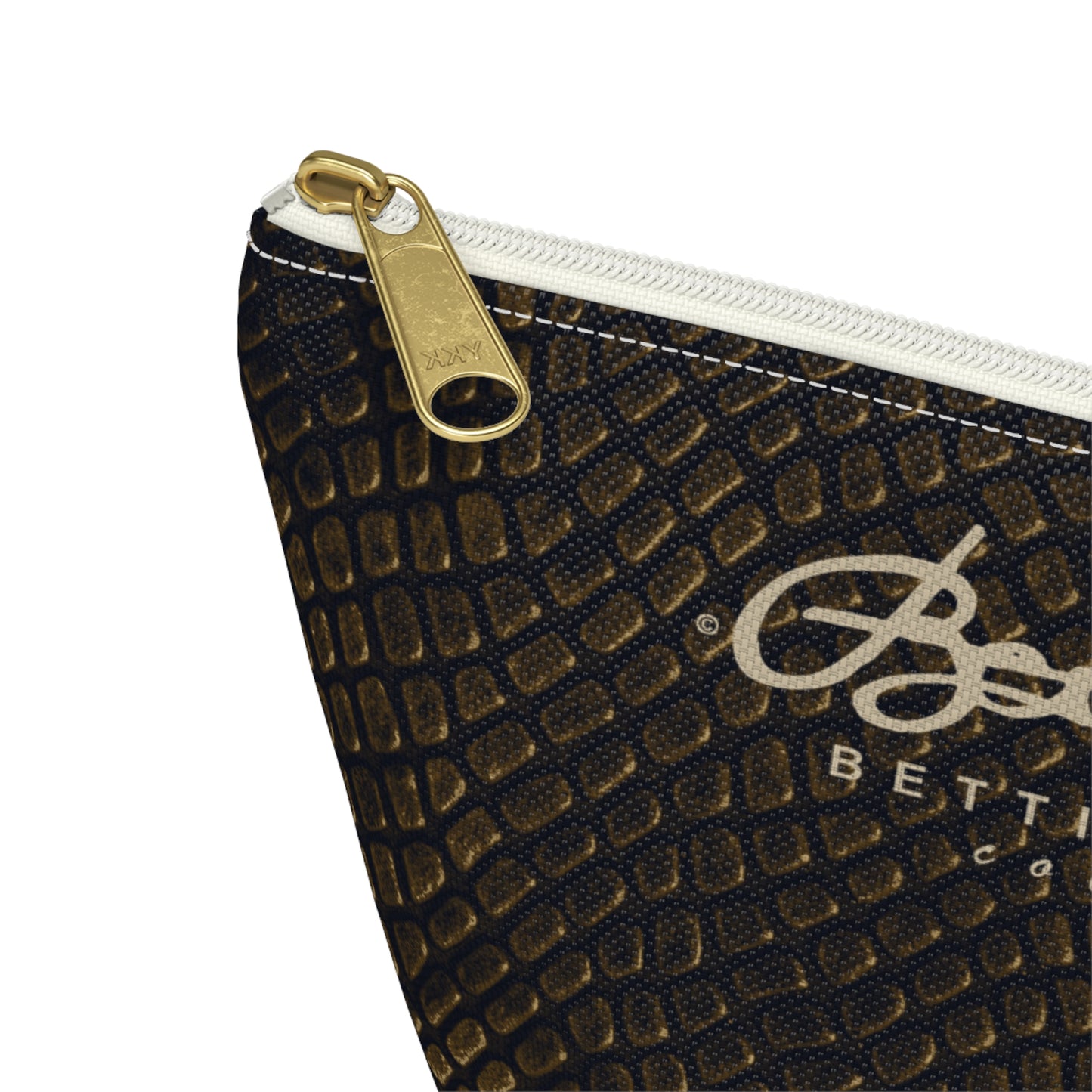 Bronze Crocodile Accessory Pouch w T-bottom