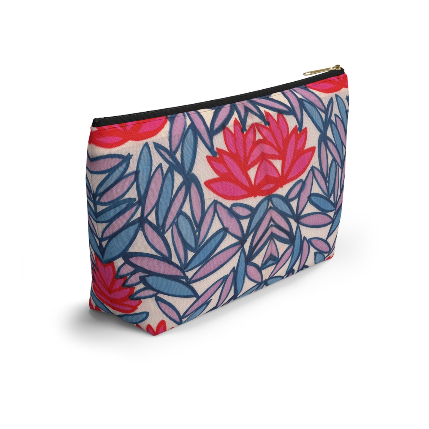 Pink Lotus Flowers Accessory Pouch w T-bottom