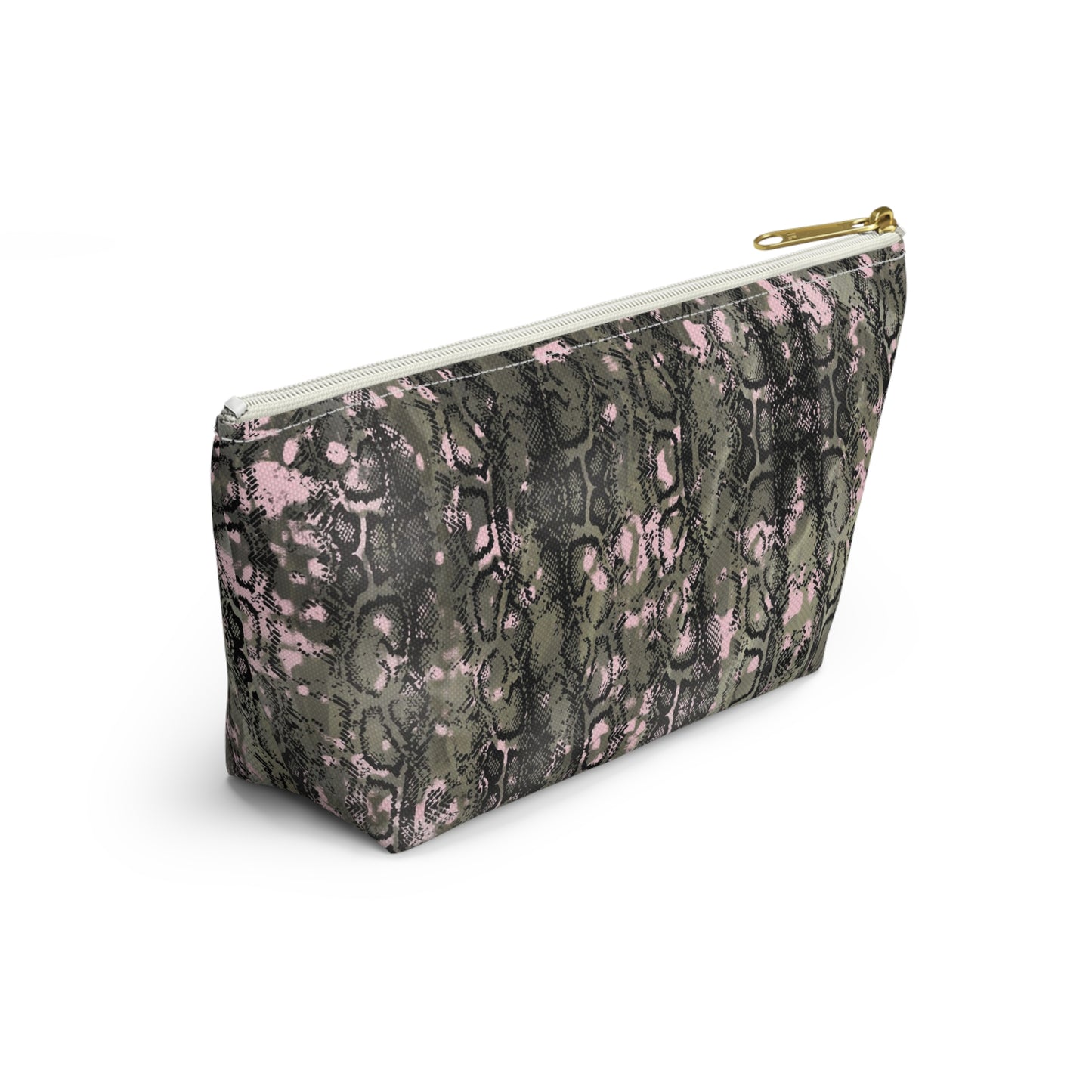 Pink Snake Skin Accessory Pouch w T-bottom