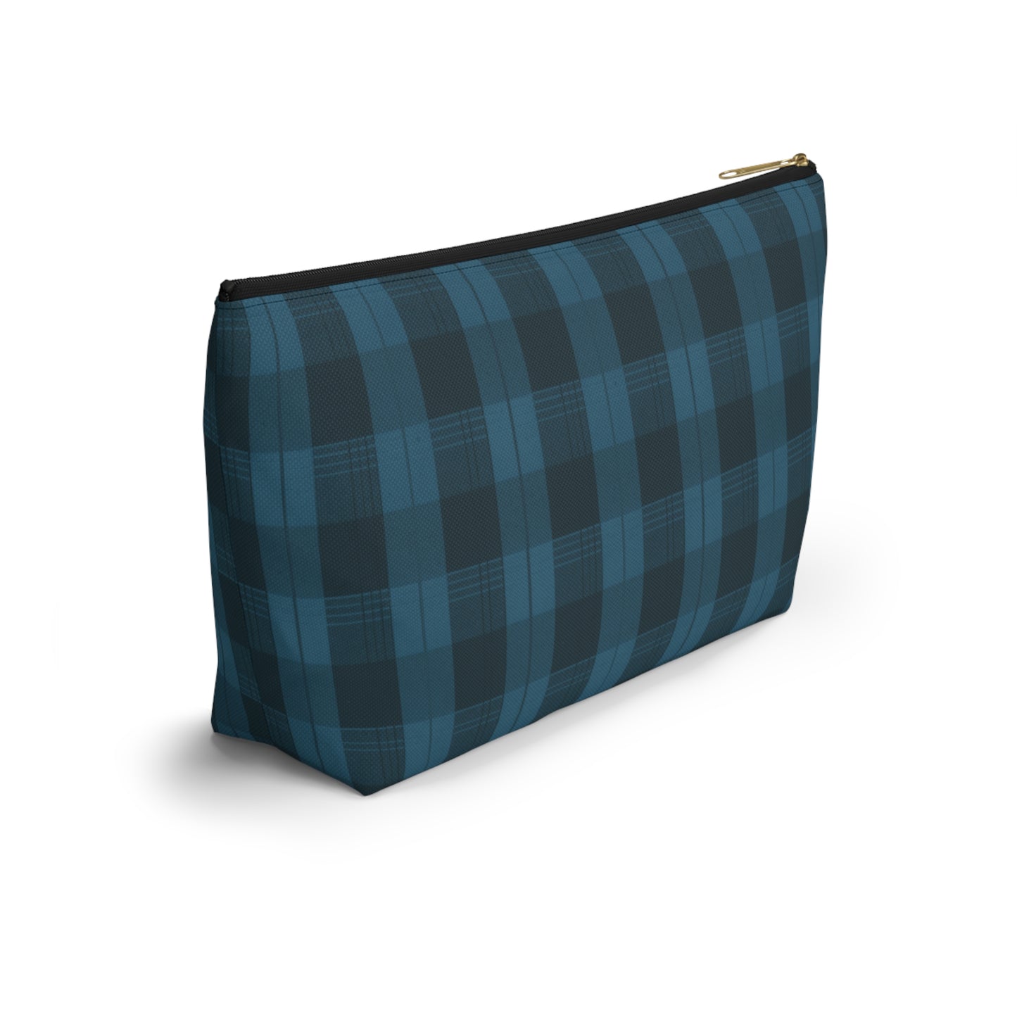 Teal Plaid Accessory Pouch w T-bottom