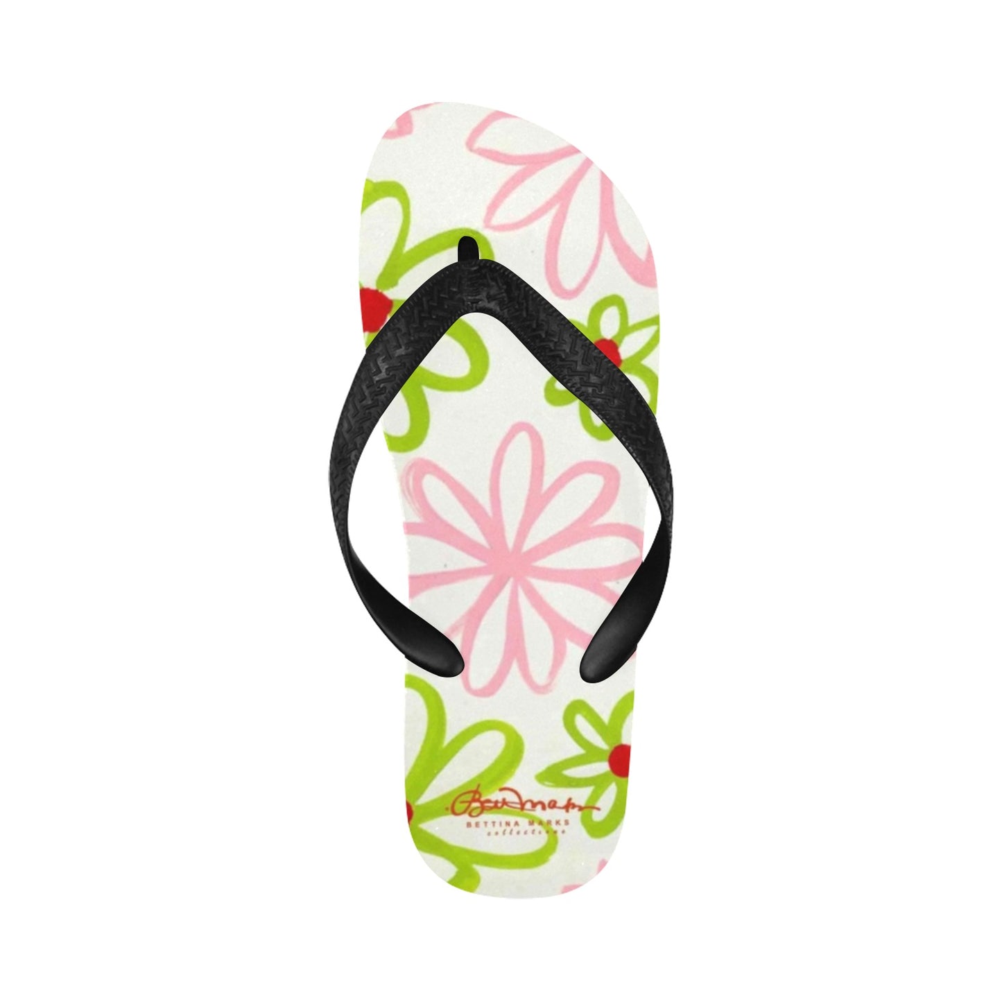 Pink & Green Daisies On White Flip Flops for Men/Women