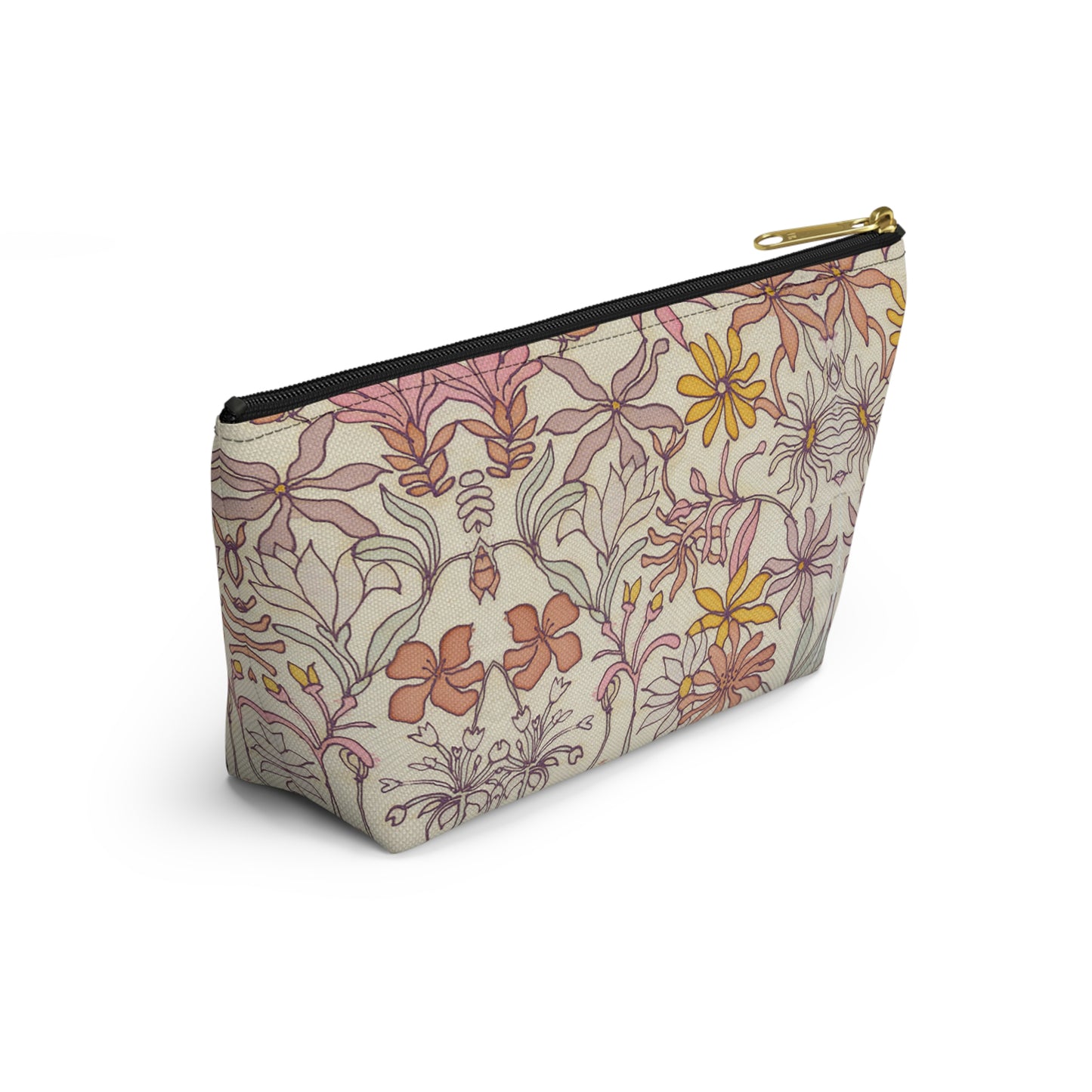 Vintage Pastel Floral Accessory Pouch w T-bottom