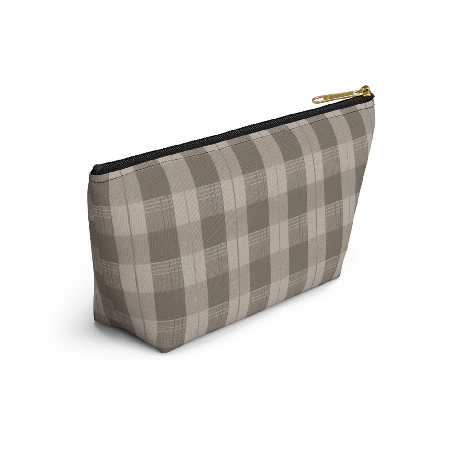 Cream Plaid Accessory Pouch w T-bottom