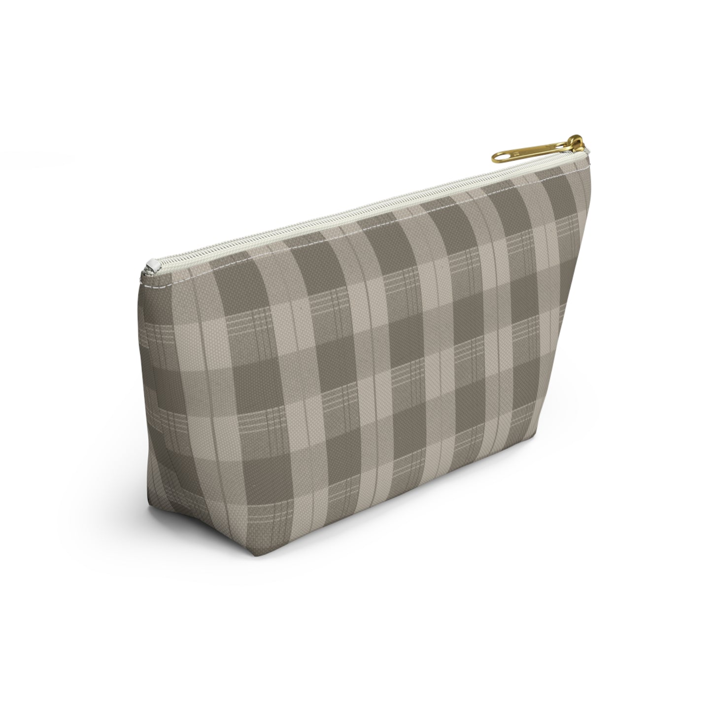 Cream Plaid Accessory Pouch w T-bottom